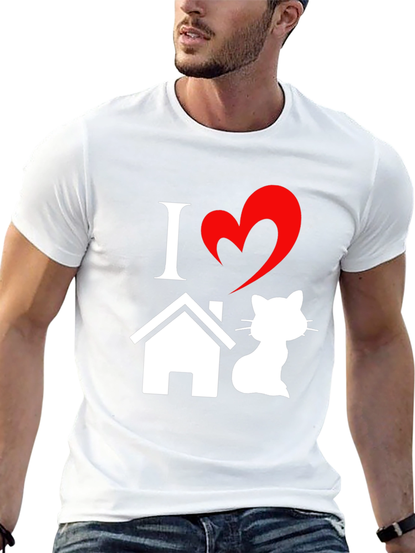 Black I Heart Home Cat T-Shirt - Novelty Pet Lover Tee view 13