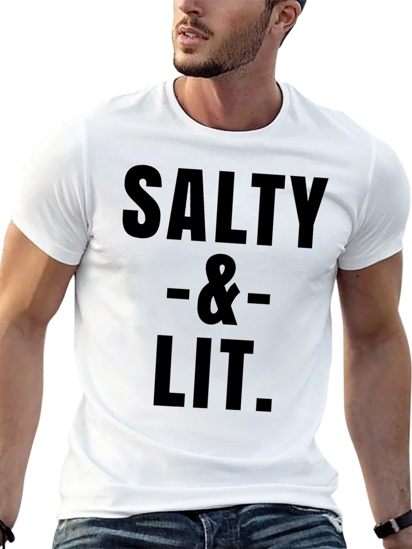 Black Salty & Lit Graphic Tee - Black Cotton Blend view 13
