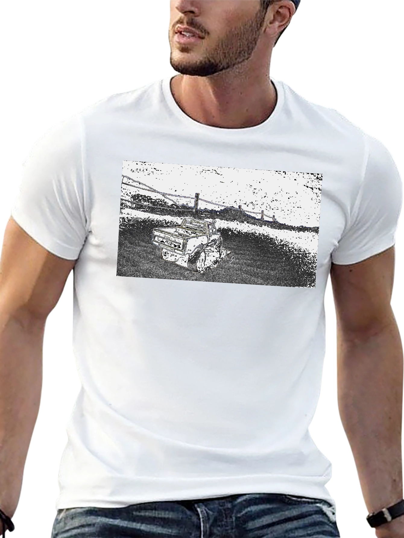 Black Cool Vintage Truck T-Shirt view 13