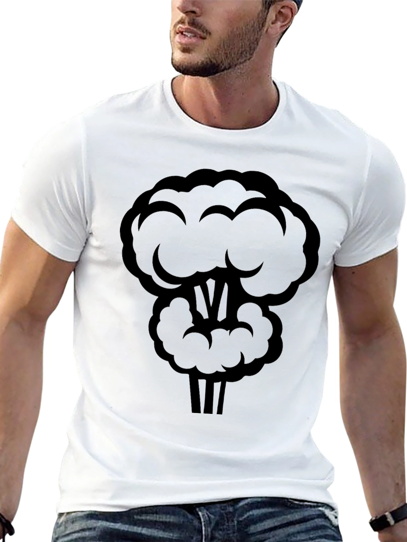 Black Exploding Broccoli Funny Graphic T-Shirt view 13