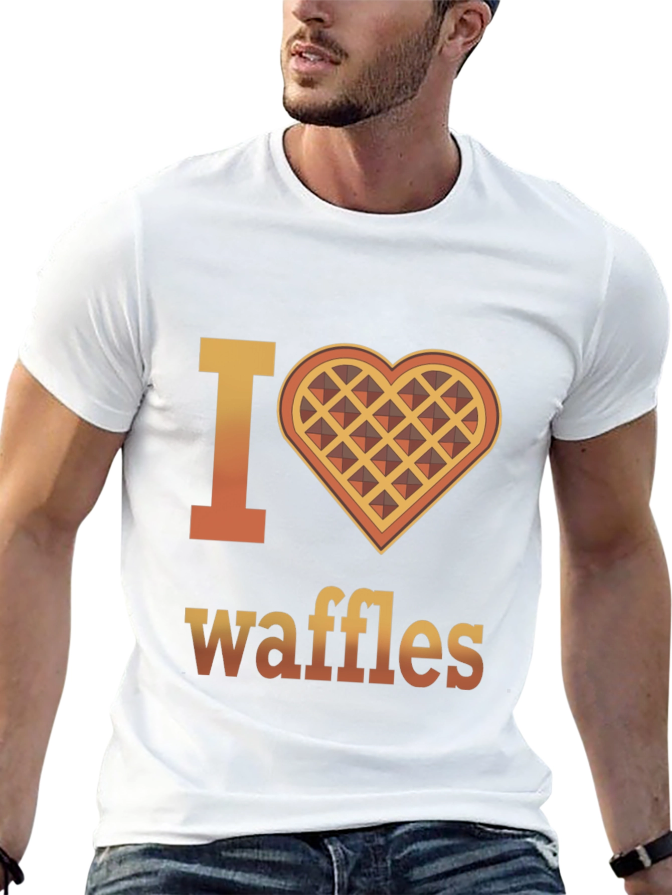 Black I Heart Waffles Graphic T-Shirt - Novelty Tee view 13