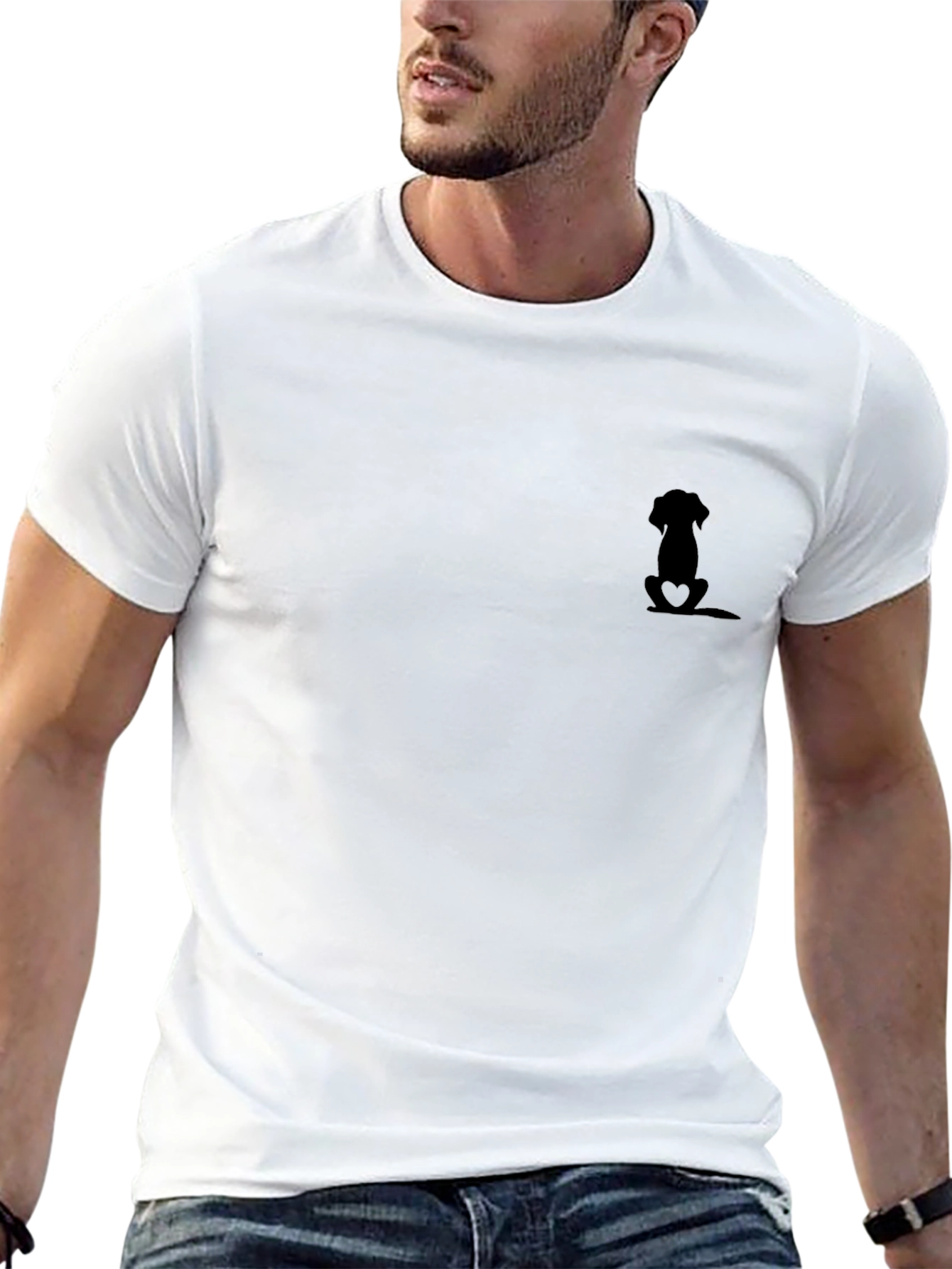 Black Men's Black T-Shirt - Dog Lover Design view 13