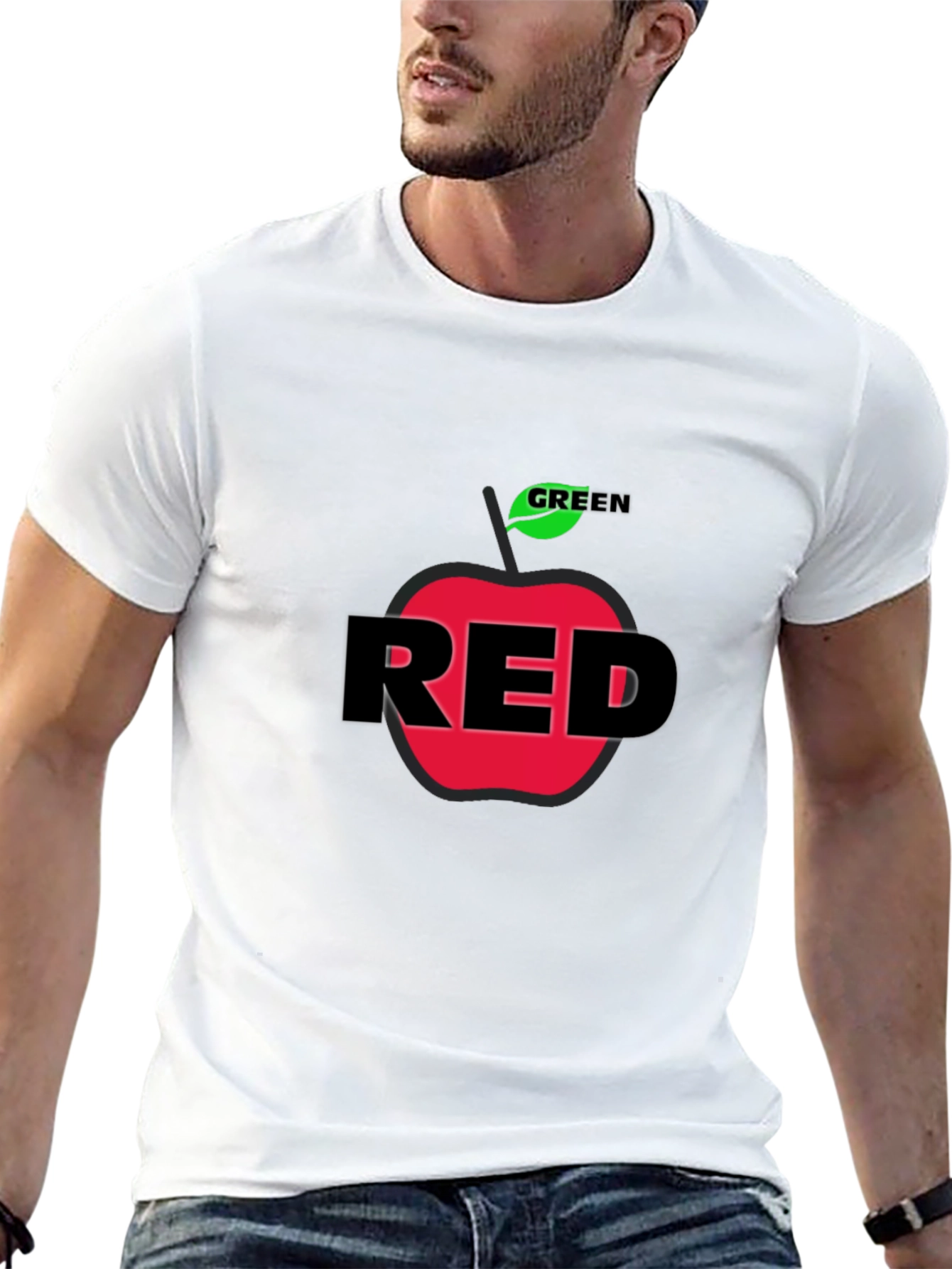 Black Red Apple Graphic Print Black T-Shirt view 13