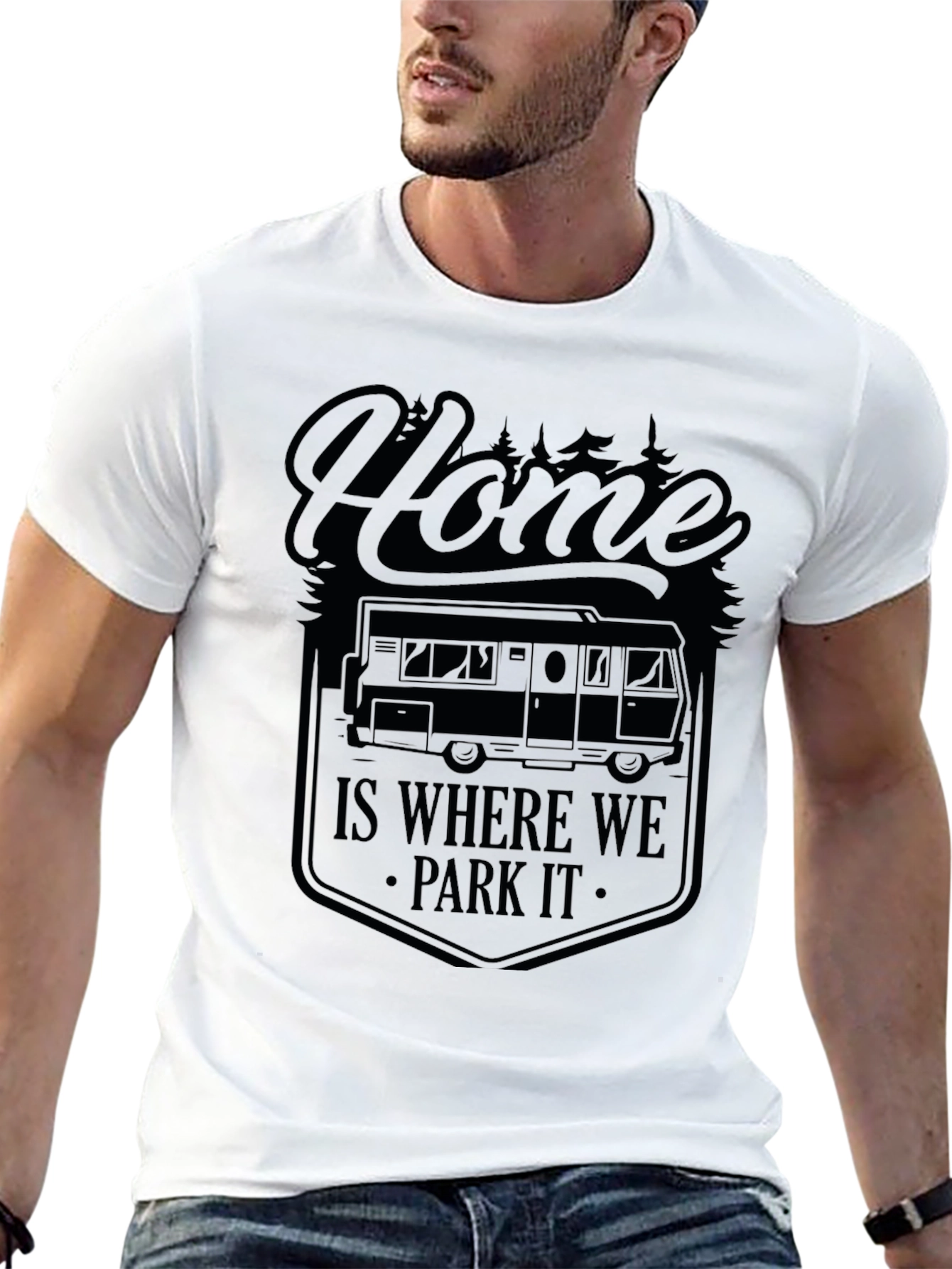 Black Home Is Where We Park It Camping T-Shirt view 13