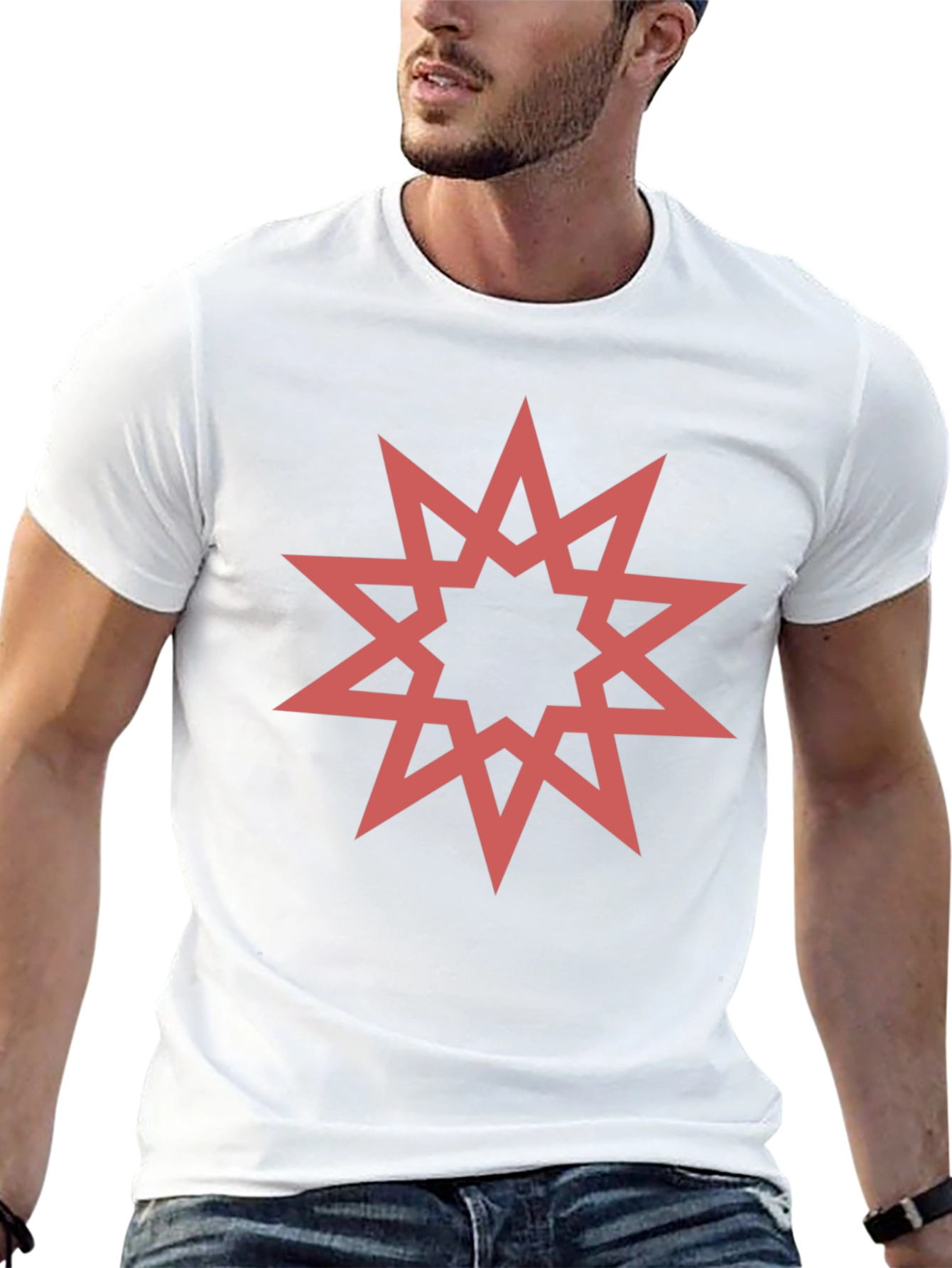 Black Geometric Star Graphic Black T-Shirt view 13