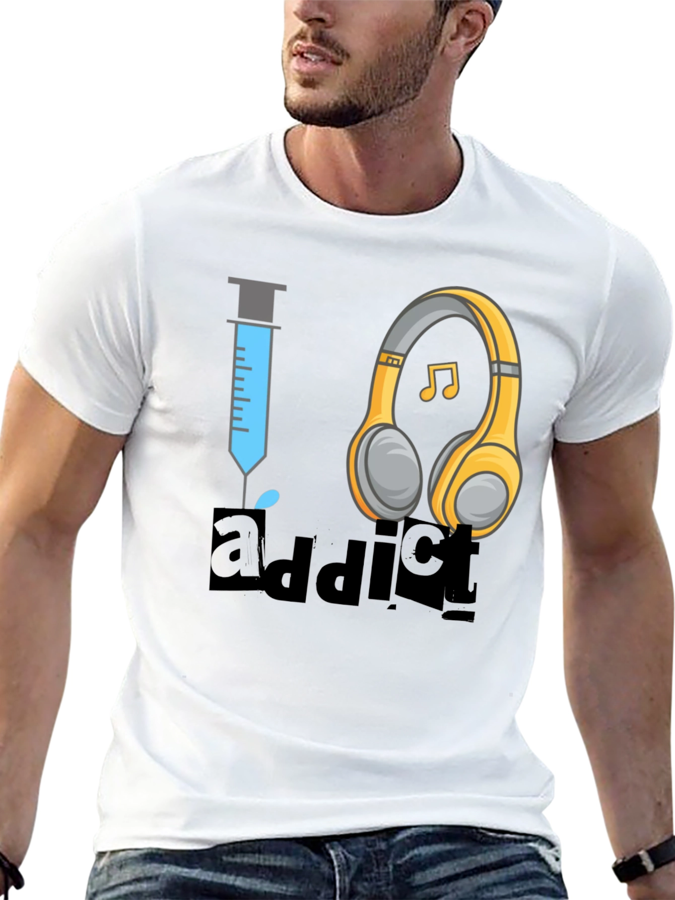 Black Music Addict T-Shirt - Novelty Graphic Tee view 13