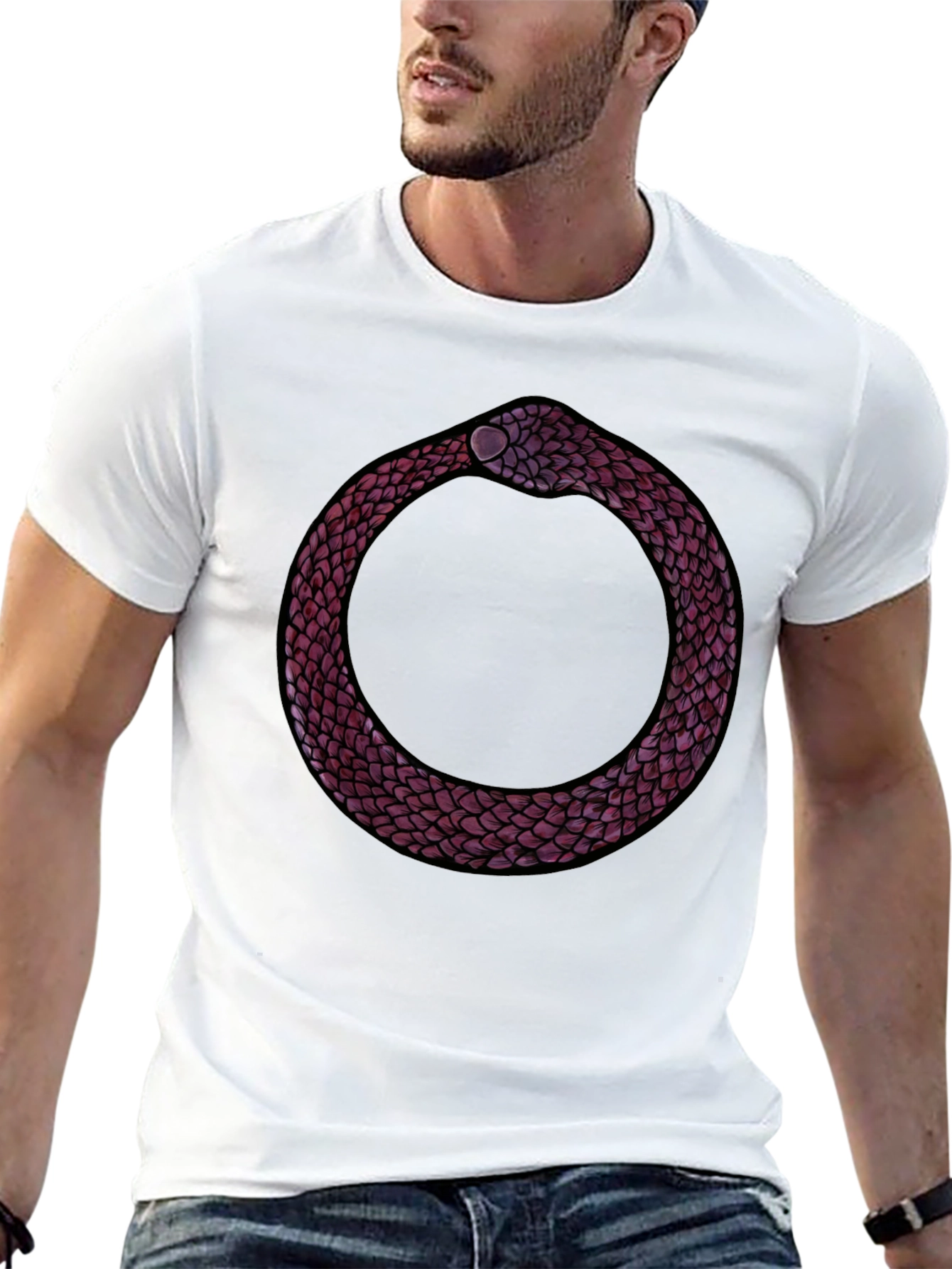 Black Ouroboros Snake Graphic Tee - Symbolic Design view 13