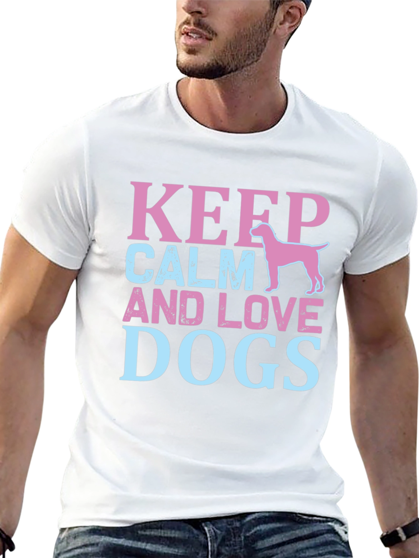 Black Keep Calm and Love Dogs Graphic Tee view 13