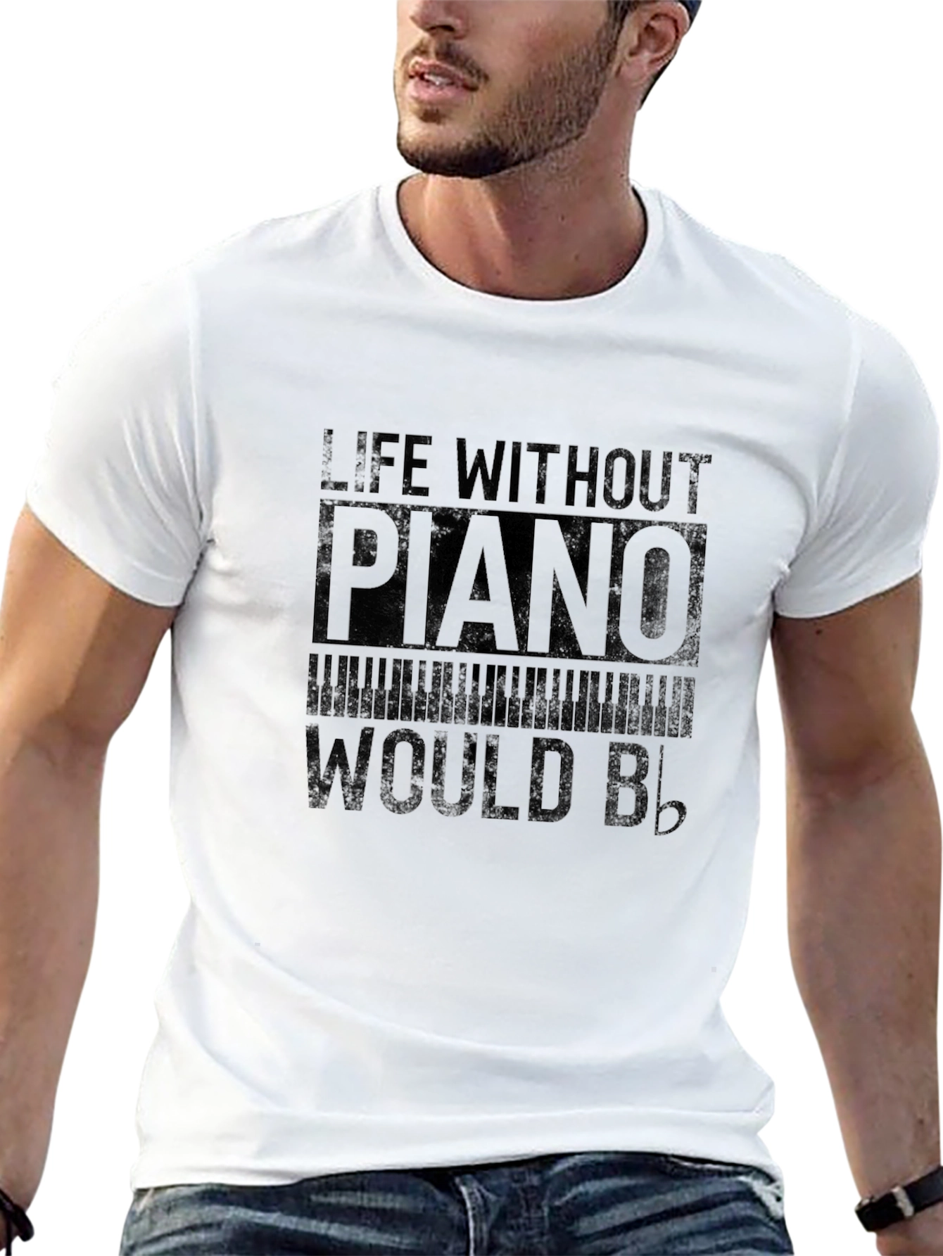 Black Life Without Piano Would Be Flat Black T-Shirt view 13