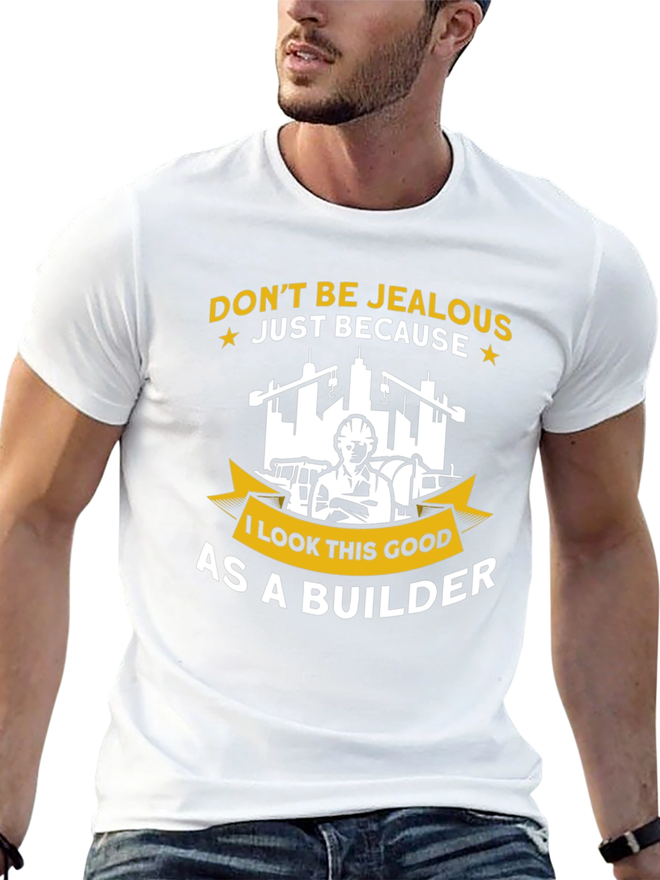 Black Builder T-Shirt - Don't Be Jealous Funny Graphic Tee view 13