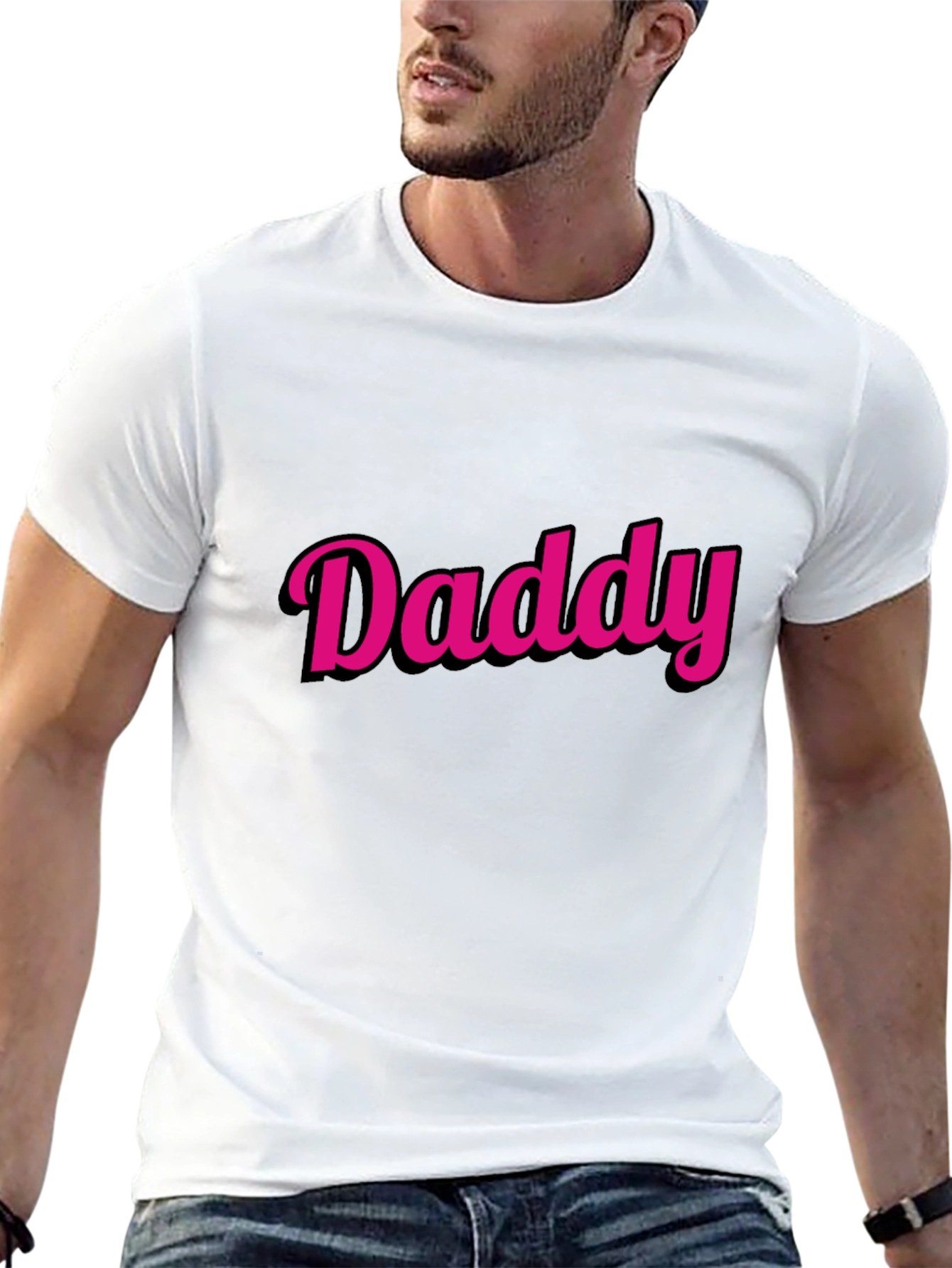 Black Daddy Graphic Tee - Trendy Pink Text on Black view 13