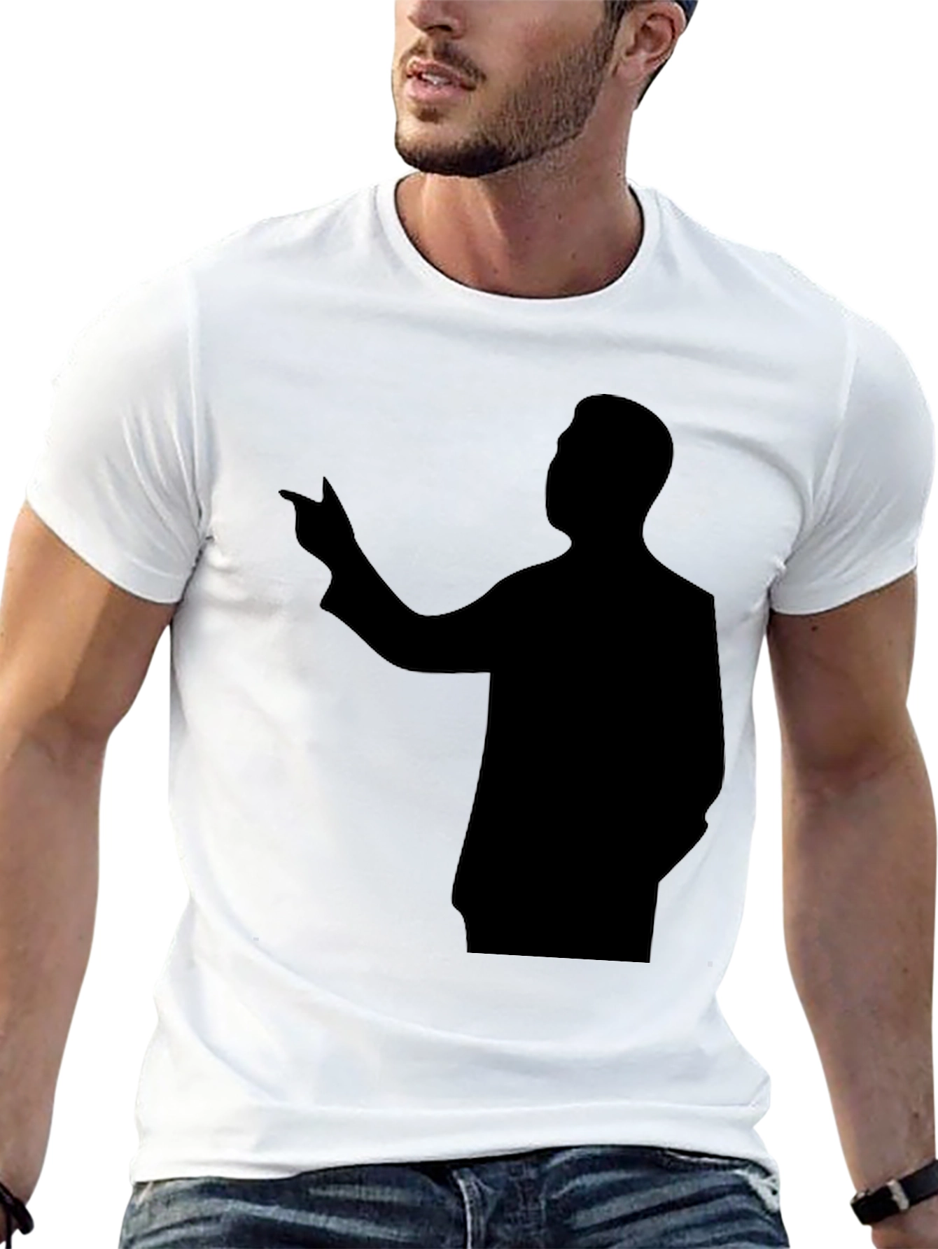 Black Silhouette Man Pointing T-Shirt view 13