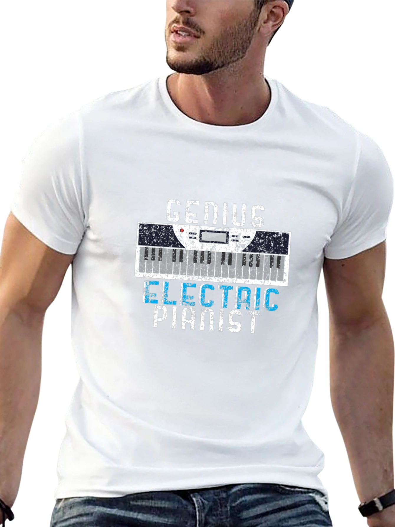Black Genius Electric Pianist T-Shirt - Musician Apparel view 13
