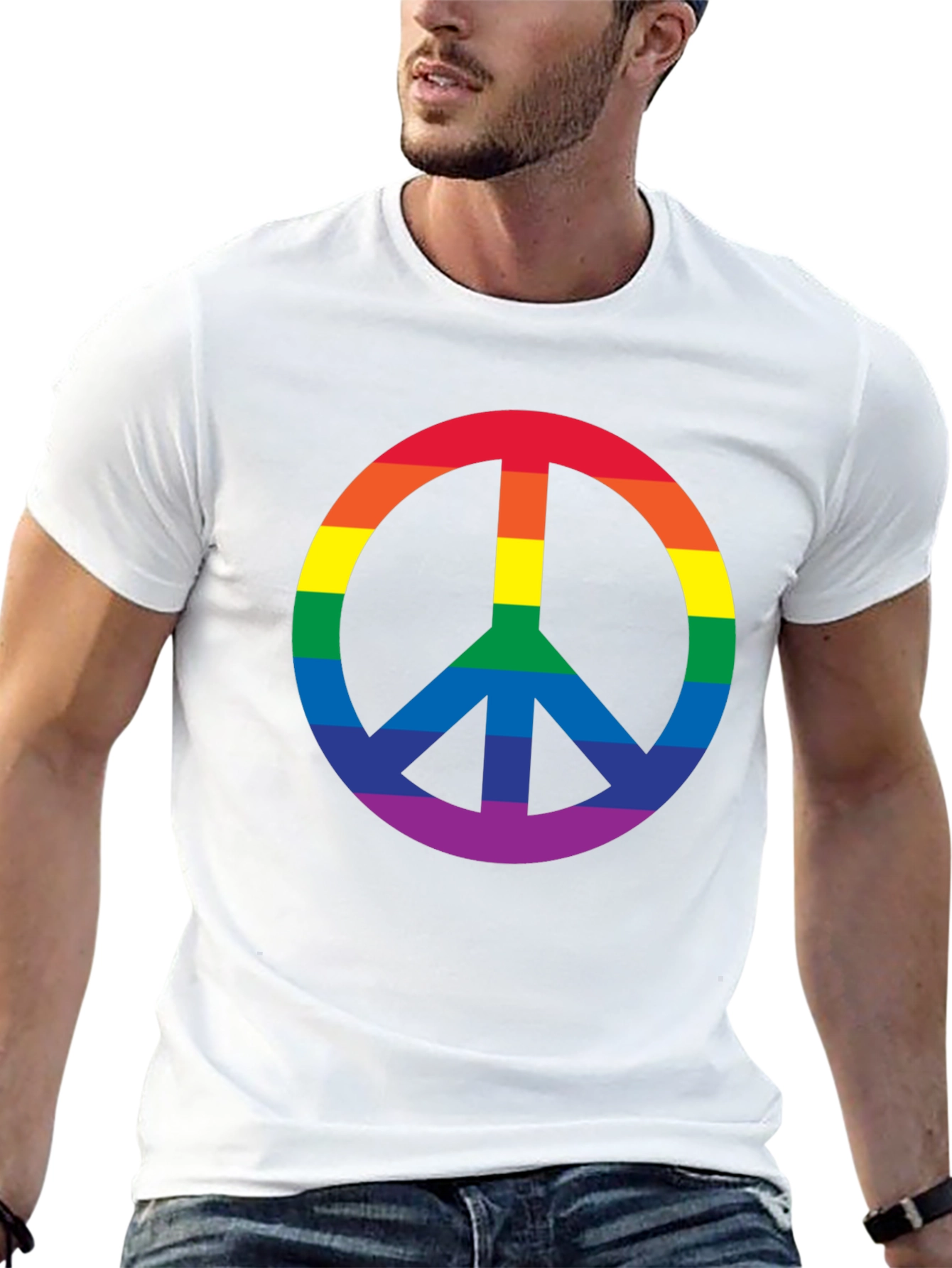 Black Rainbow Peace Sign Black T-Shirt view 13