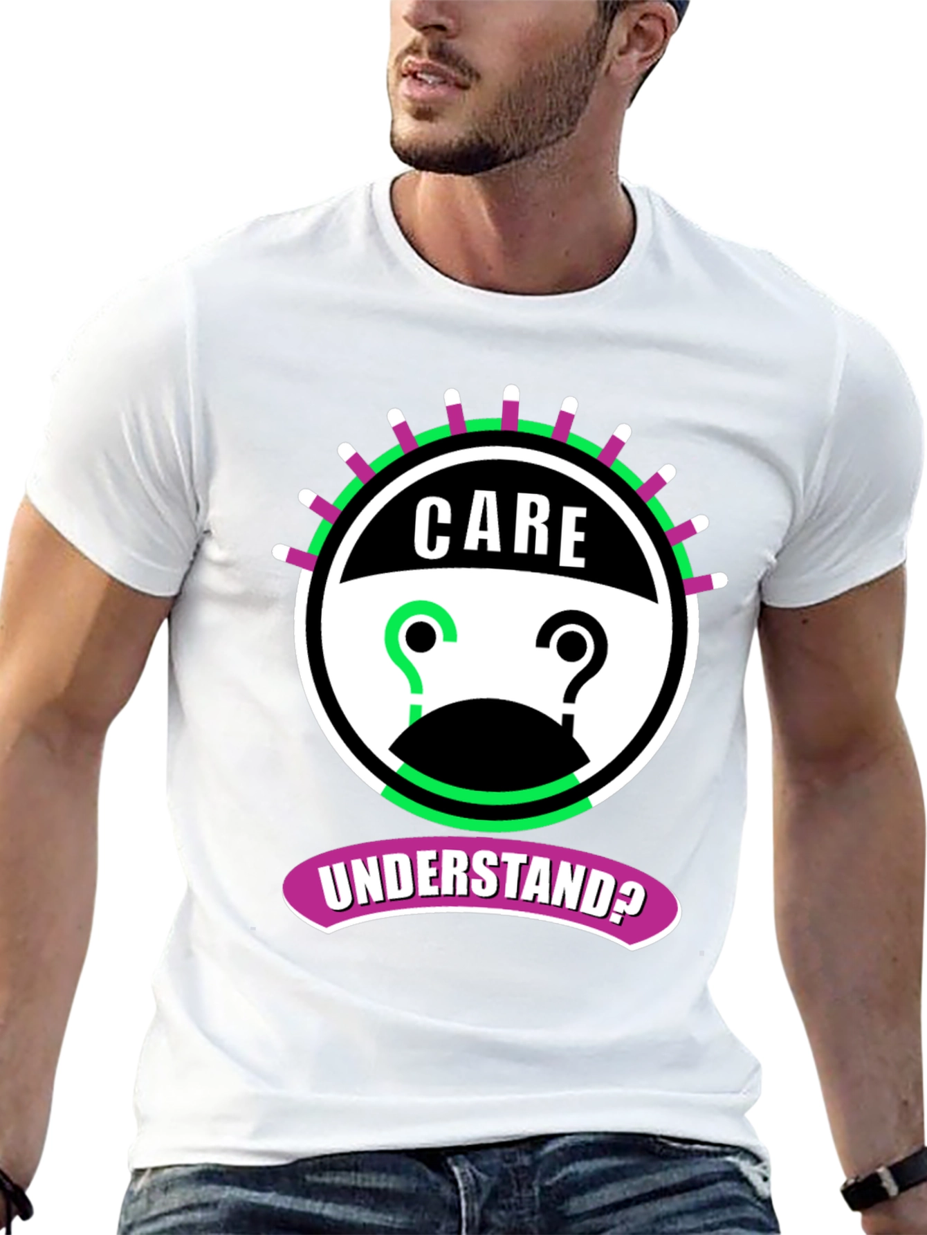 Black Care Understand? Graphic Tee - Black Cotton T-Shirt view 13