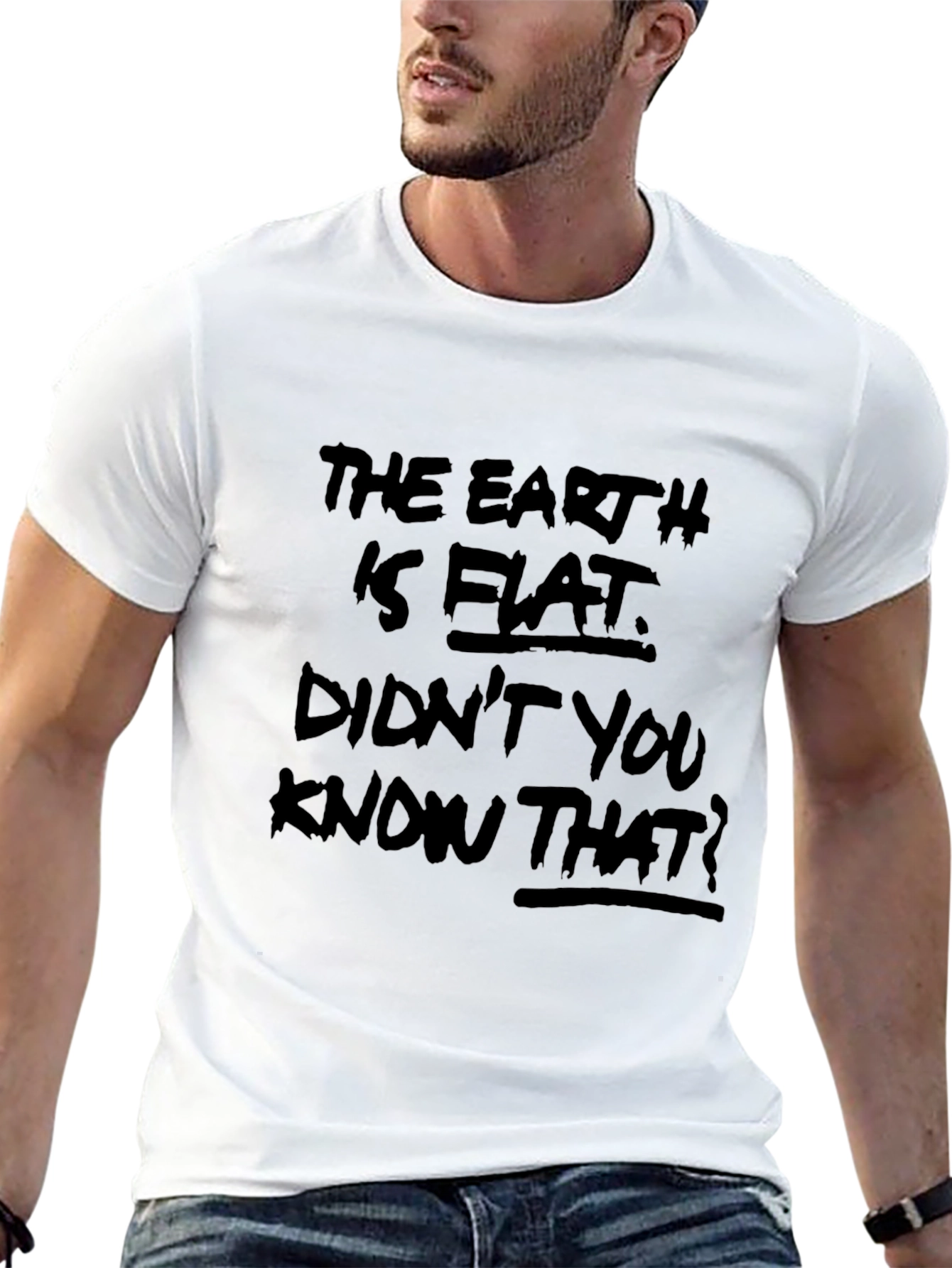 Black Flat Earth Graphic Tee - Conspiracy Theory T-Shirt view 13
