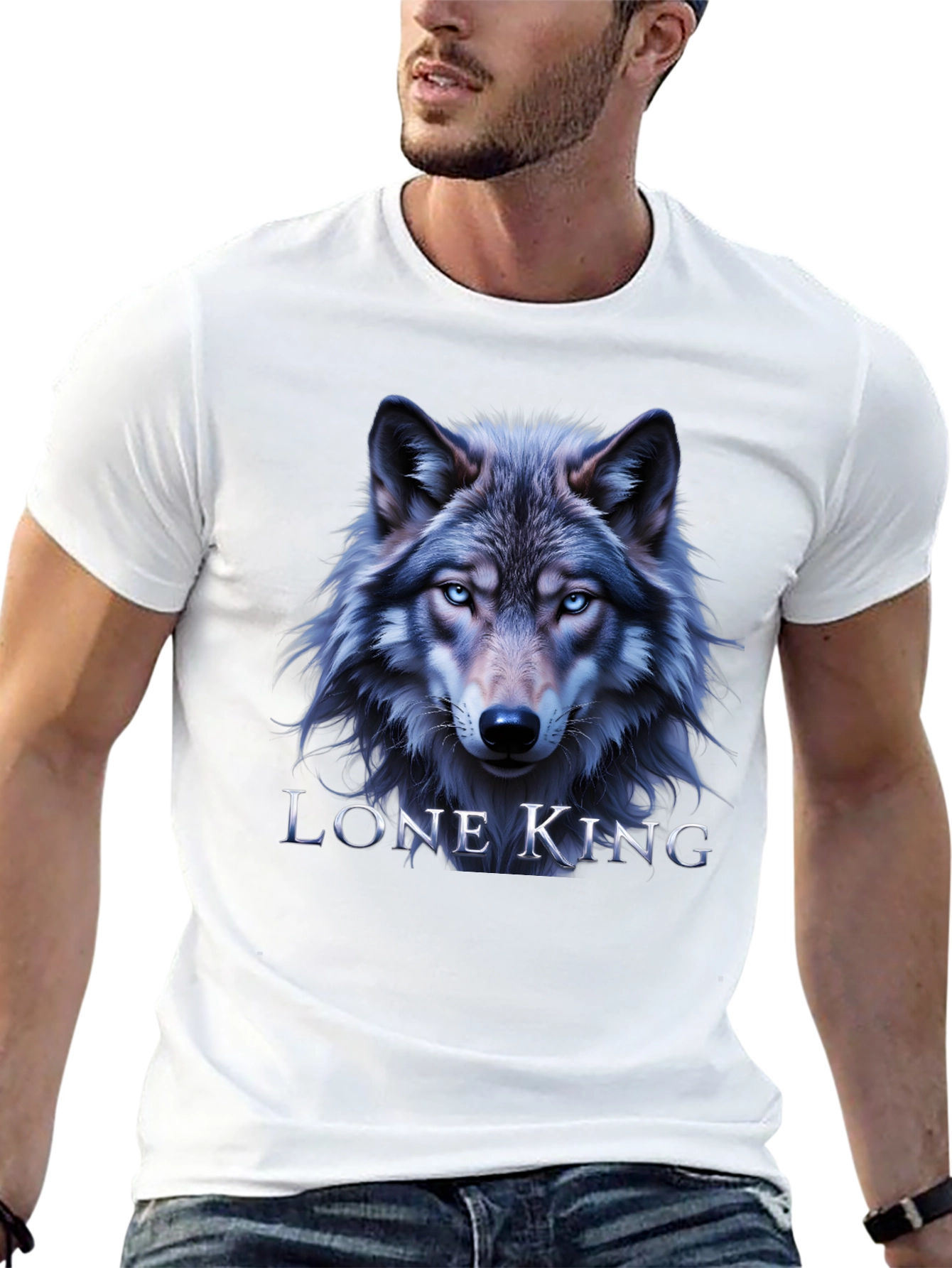 Black Lone King Wolf Graphic T-Shirt - Black view 13