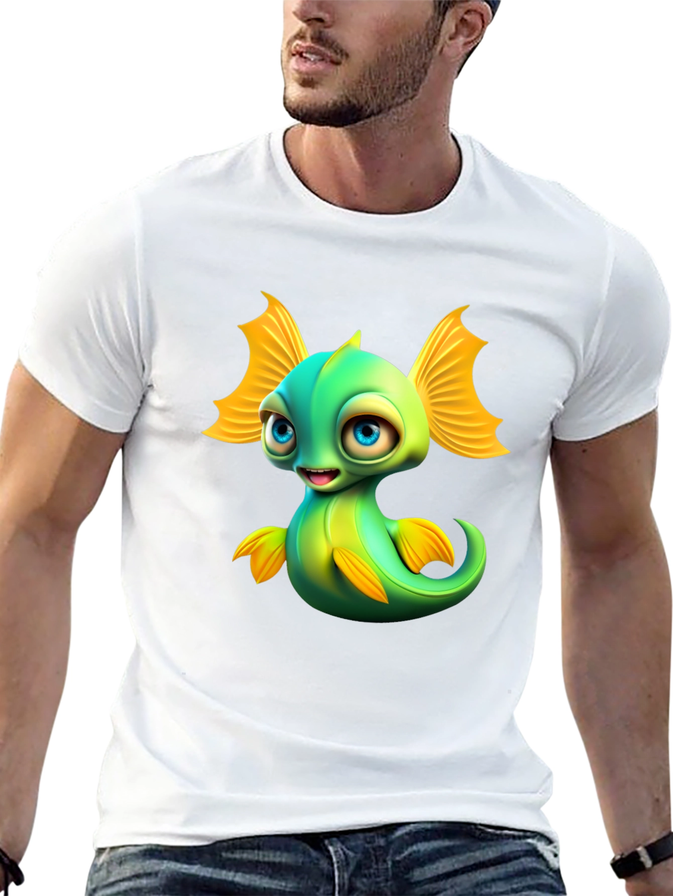 Black Cute Cartoon Fish Graphic T-Shirt - Fun & Unique Design view 13
