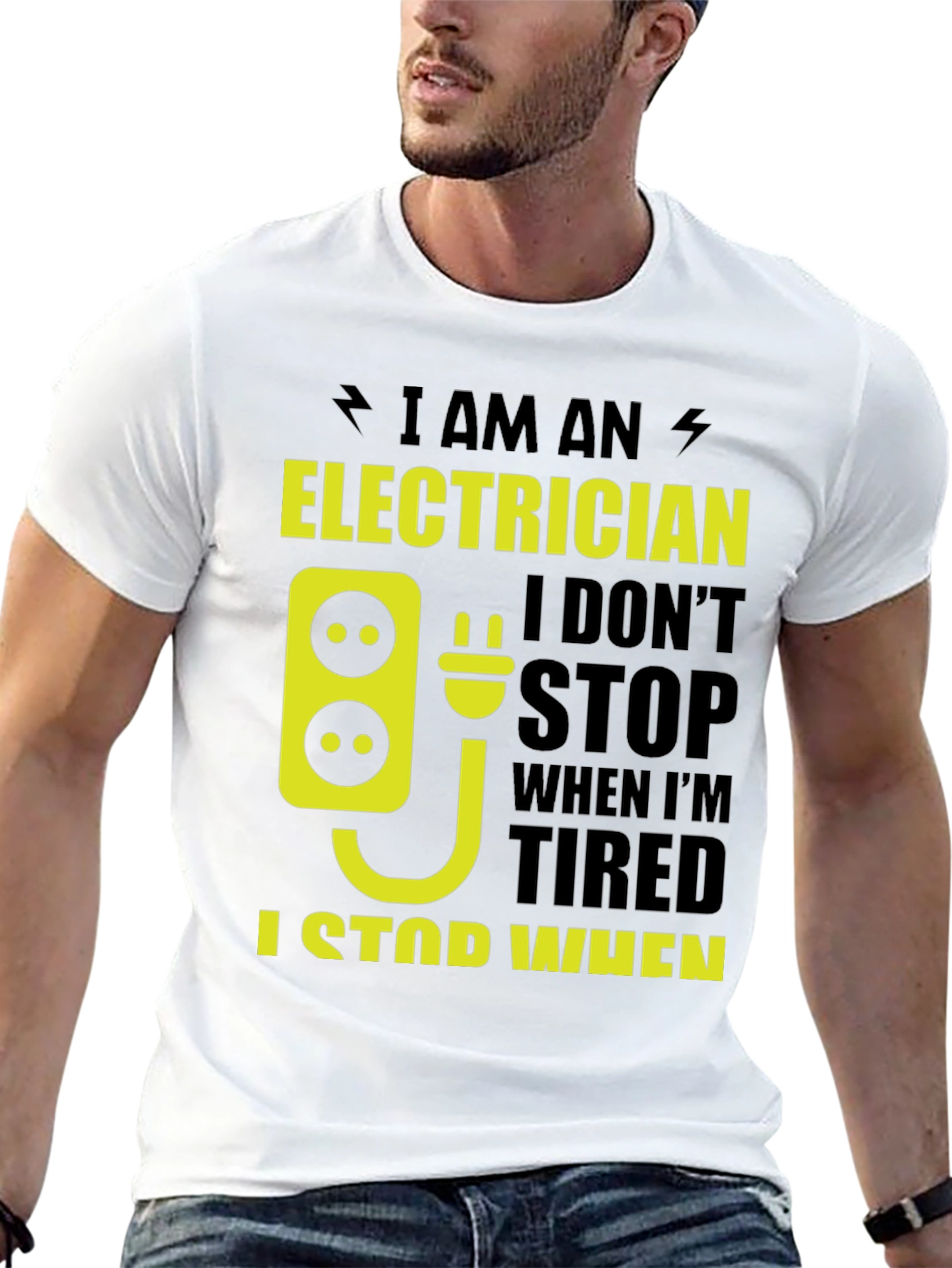 Black Electrician T-Shirt - Funny I Stop When Done Tee view 13