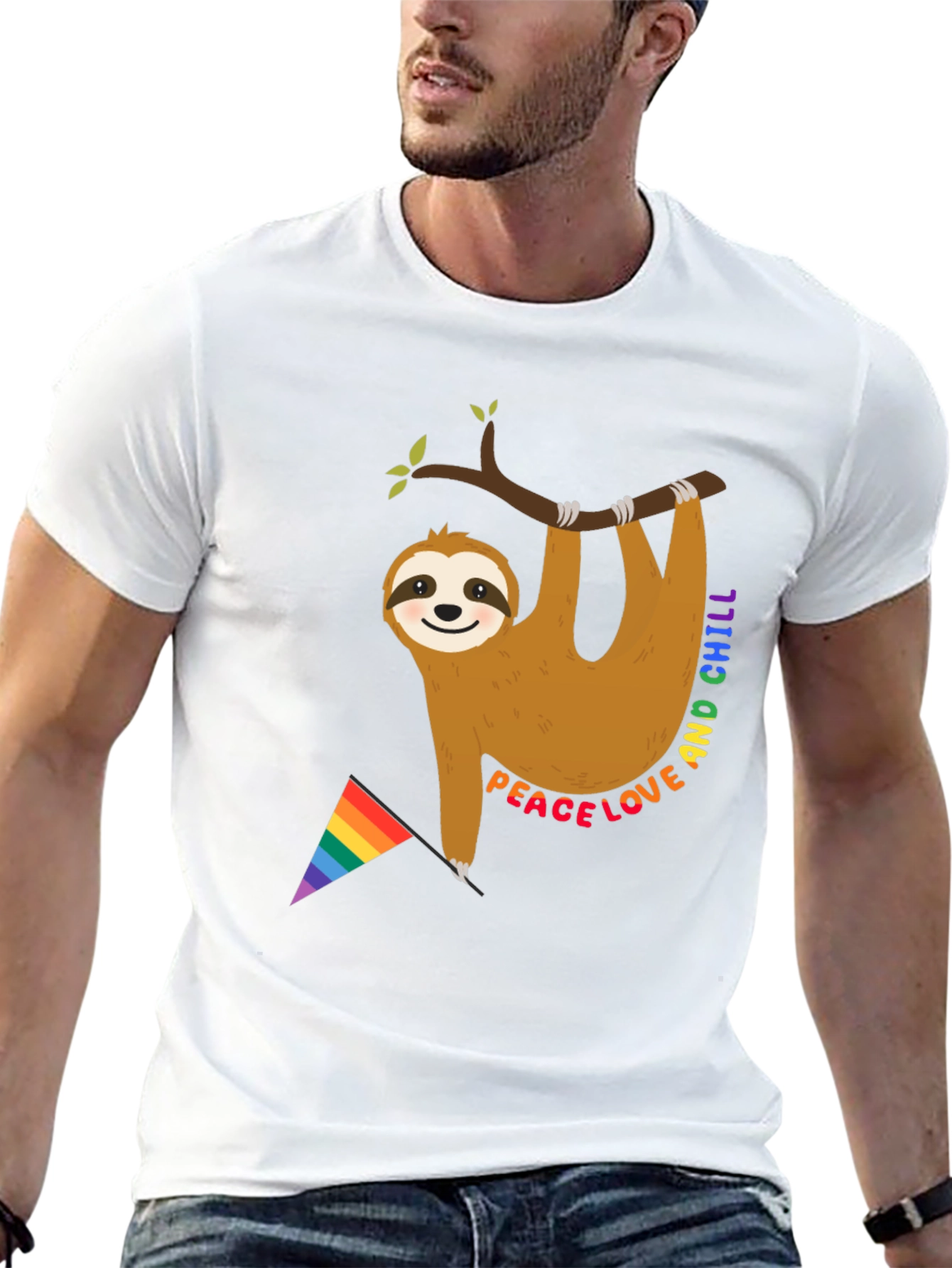 Black Peace Love & Chill Sloth T-Shirt view 13