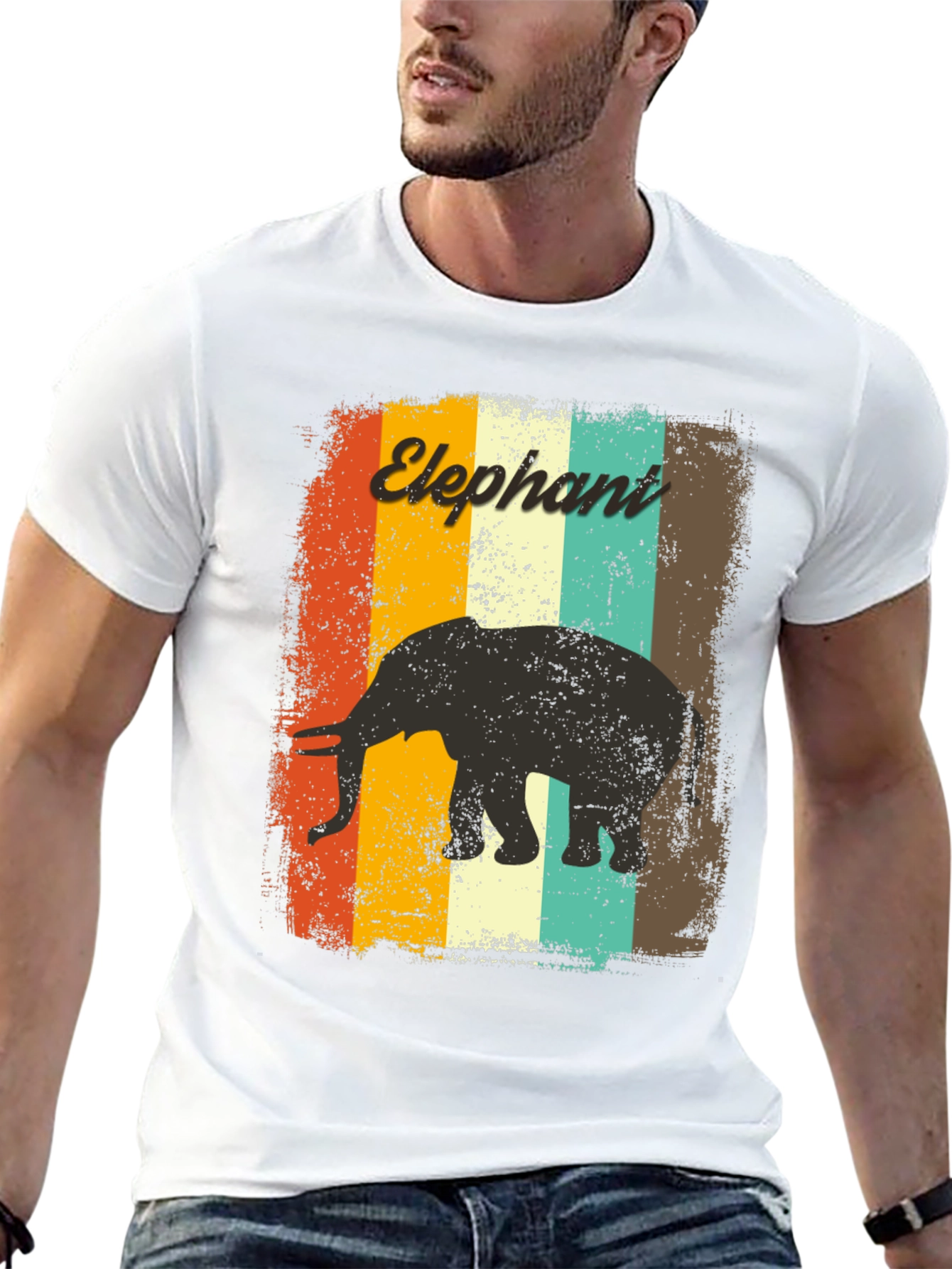 Black Retro Elephant Graphic T-Shirt view 13