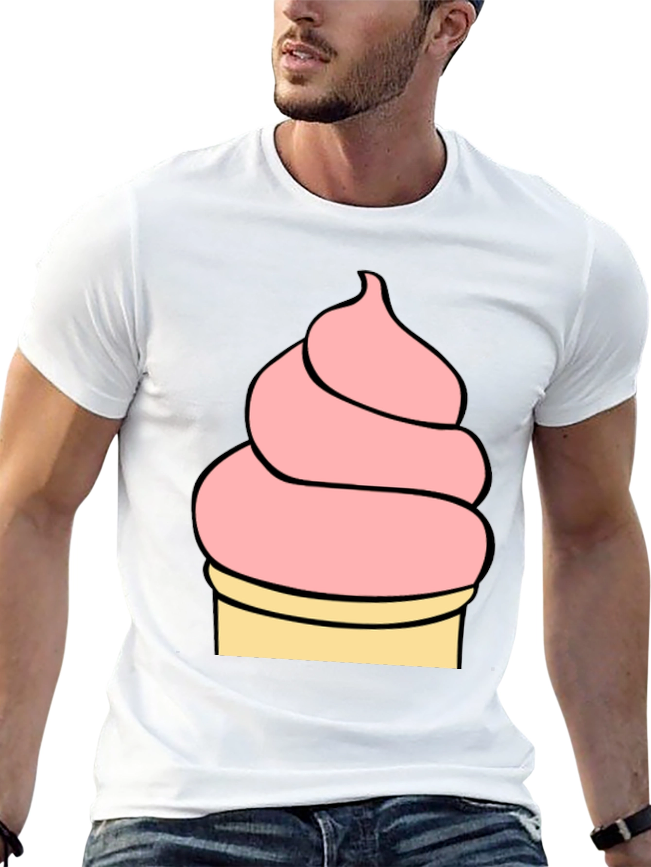 Black Ice Cream Graphic Tee - Black Unisex T-Shirt view 13