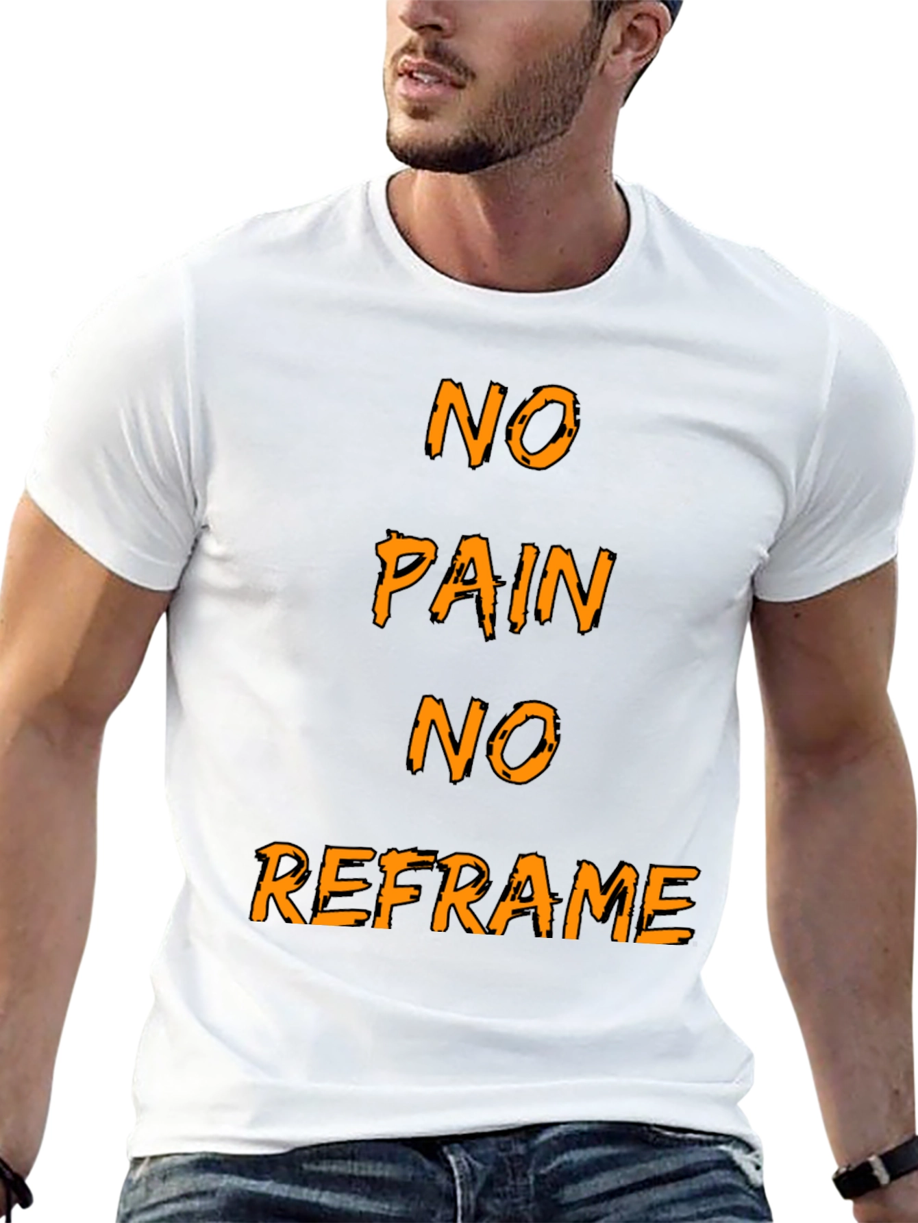 Black No Pain No Reframe Graphic T-Shirt view 13
