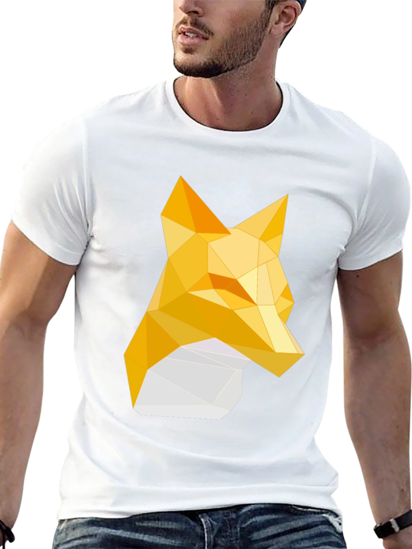 Black Geometric Fox Tee - Stylish Graphic Print T-Shirt view 13