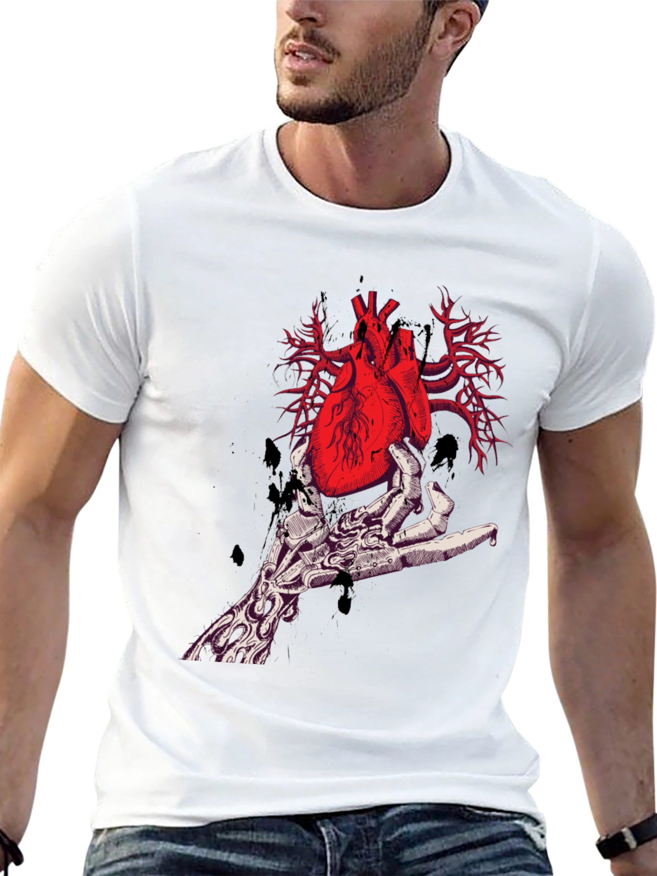 Black Anatomical Heart Graphic Tee - Unique Design view 13
