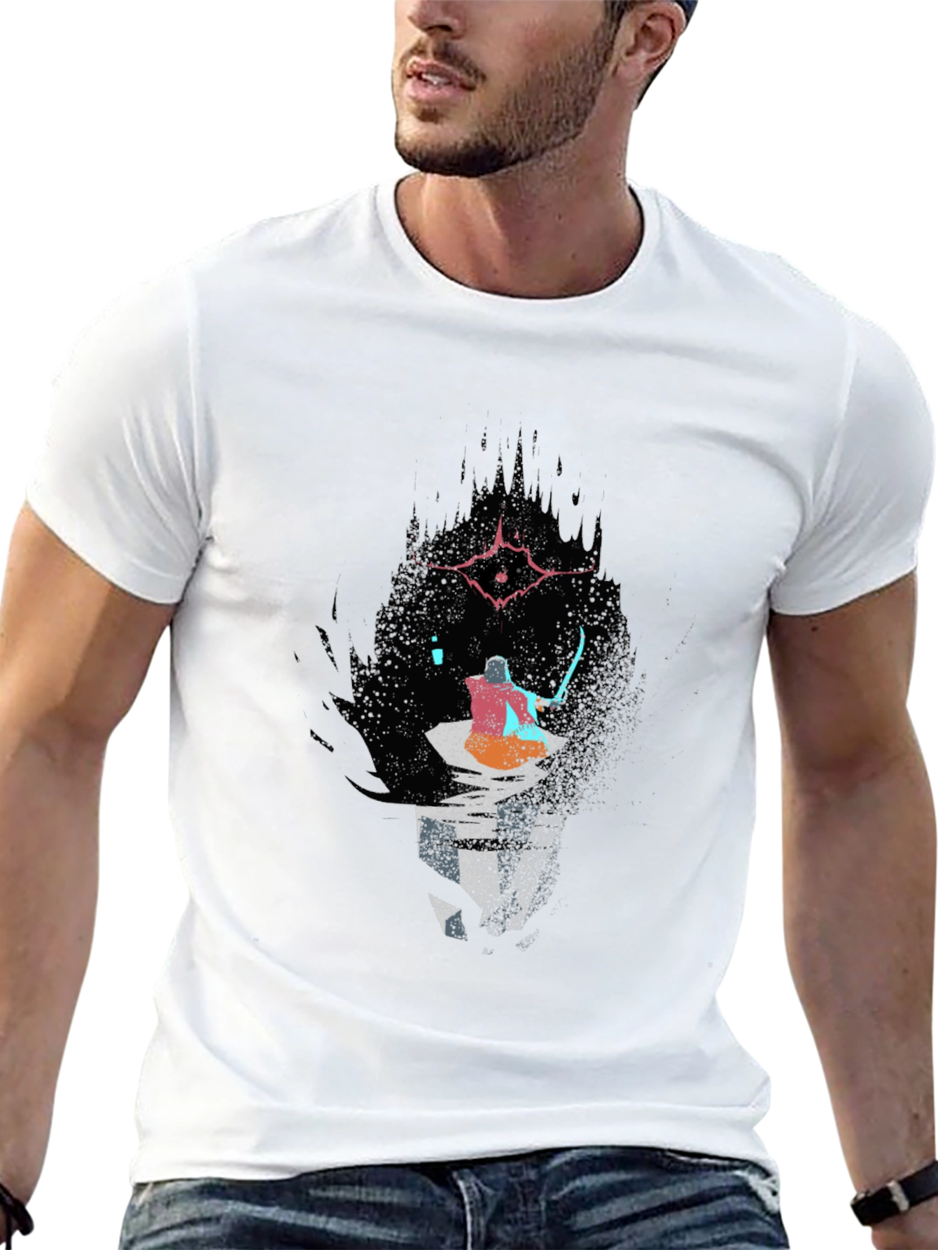 Black Dark Souls Inspired Graphic Tee - Black Cotton view 13