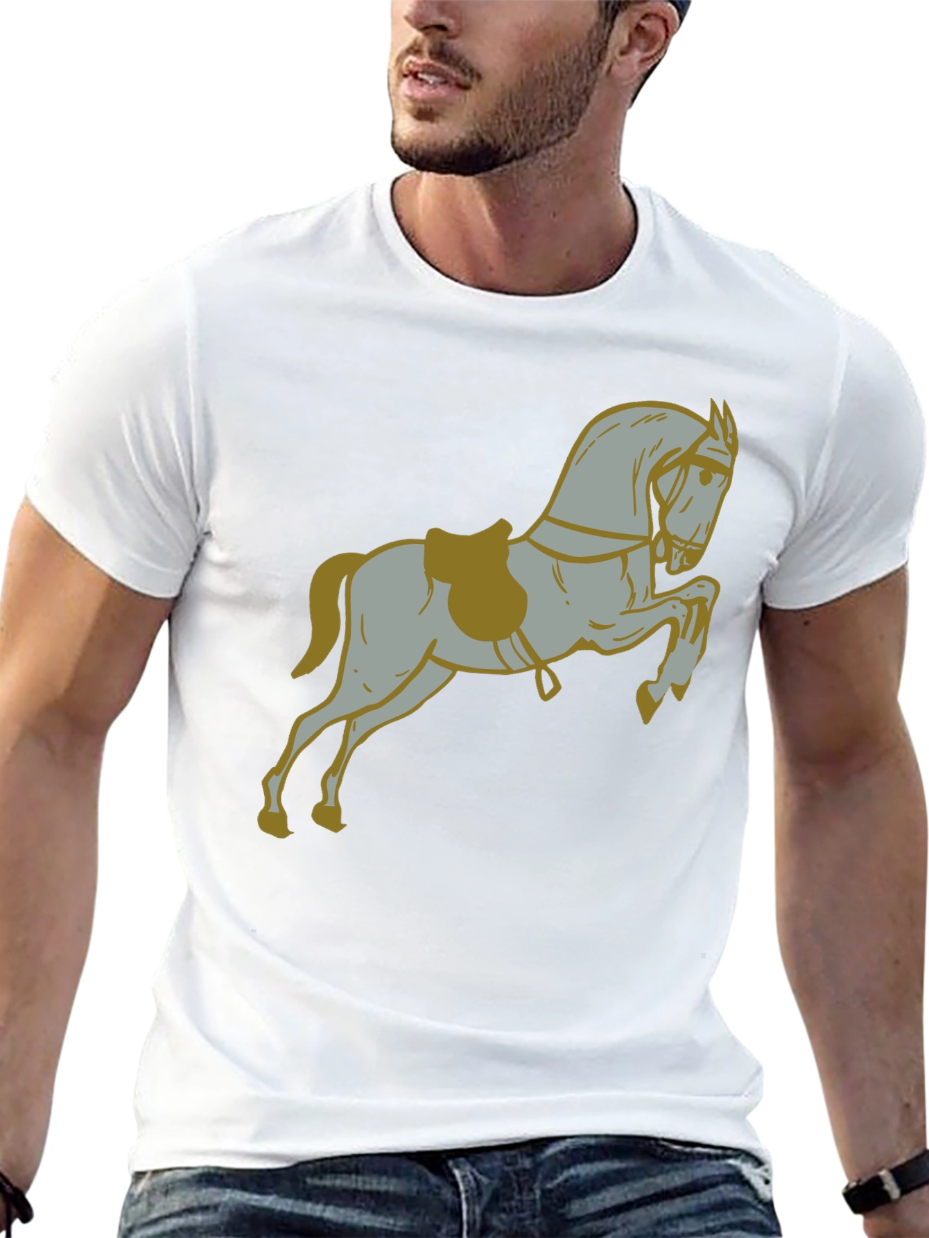 Black Horse Graphic Print Black T-Shirt view 13