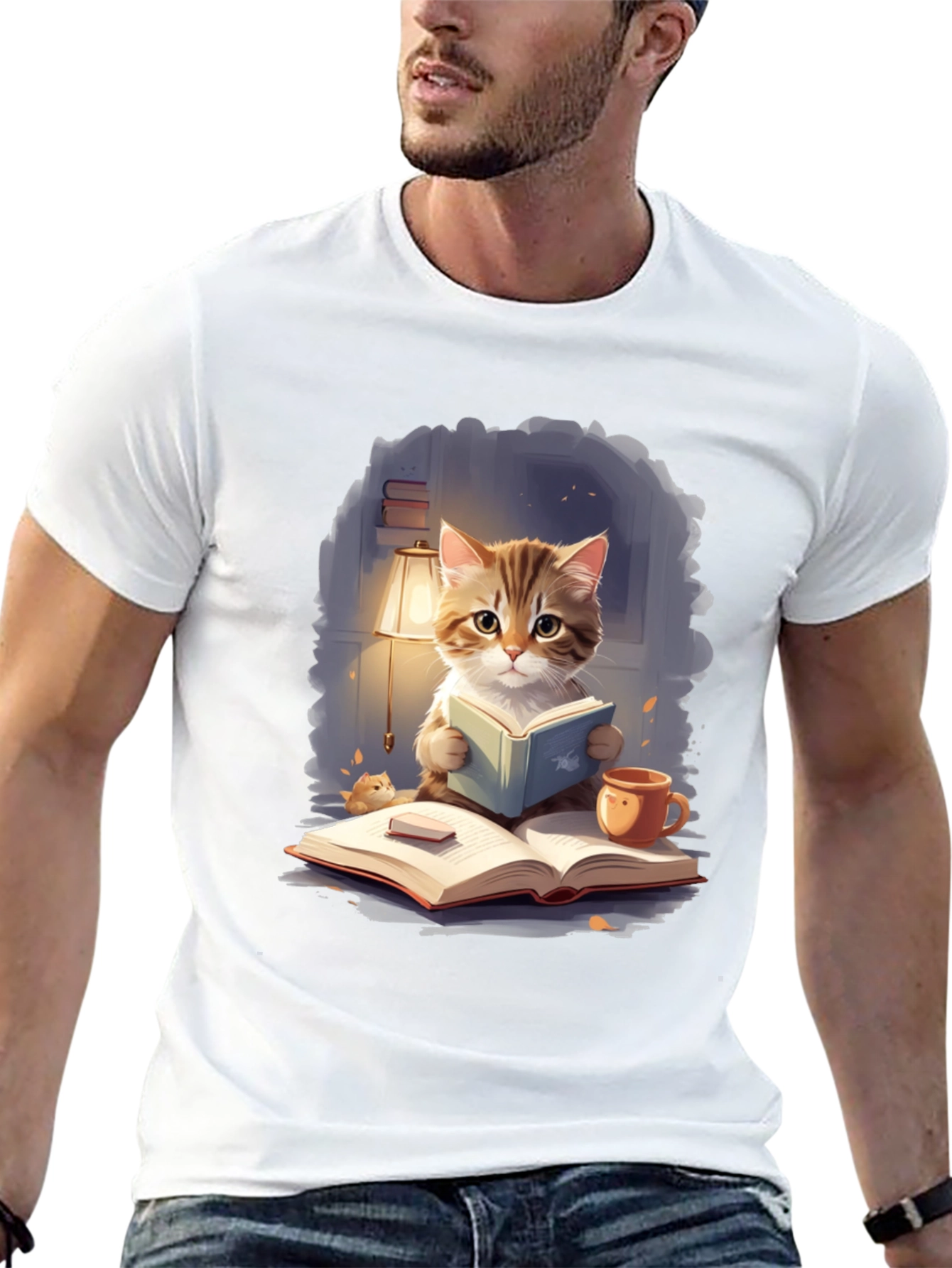 Black Cat Reading Book T-Shirt view 13