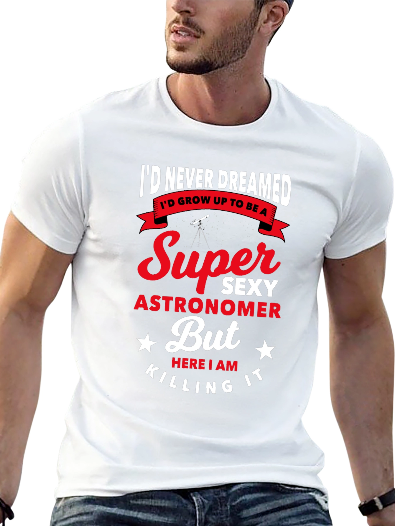 Black Super Sexy Astronomer Men's Graphic Tee view 13