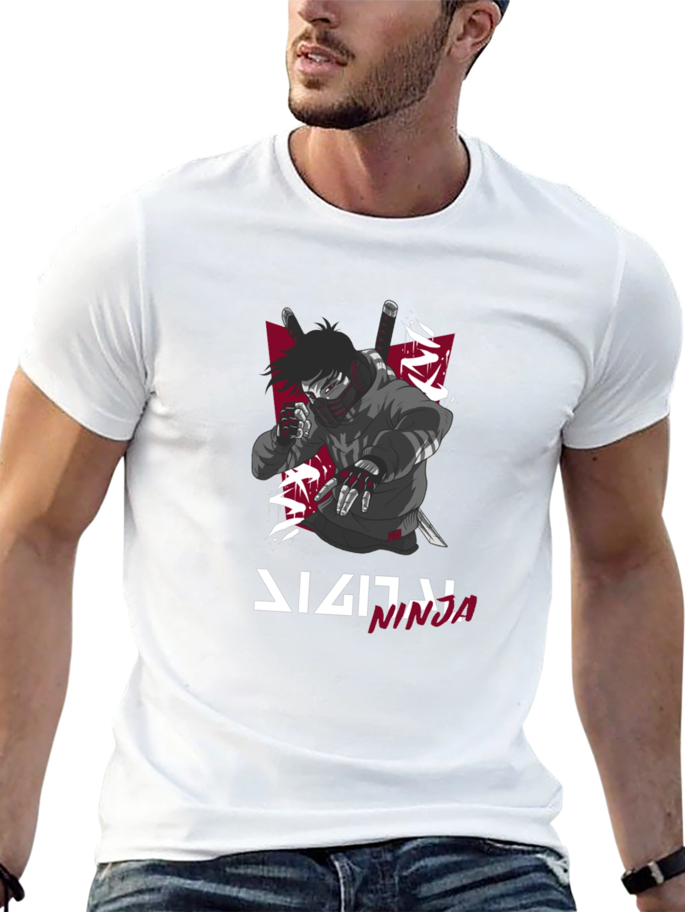 Black Digital Ninja Graphic T-Shirt | Men's Black Tee view 13