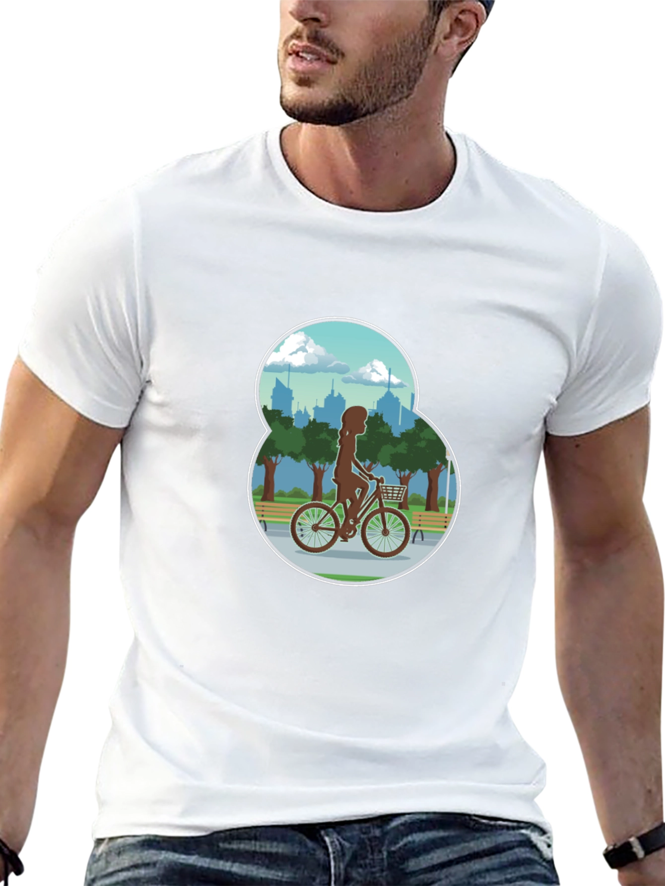 Black Woman Biking in the Park Graphic T-Shirt view 13