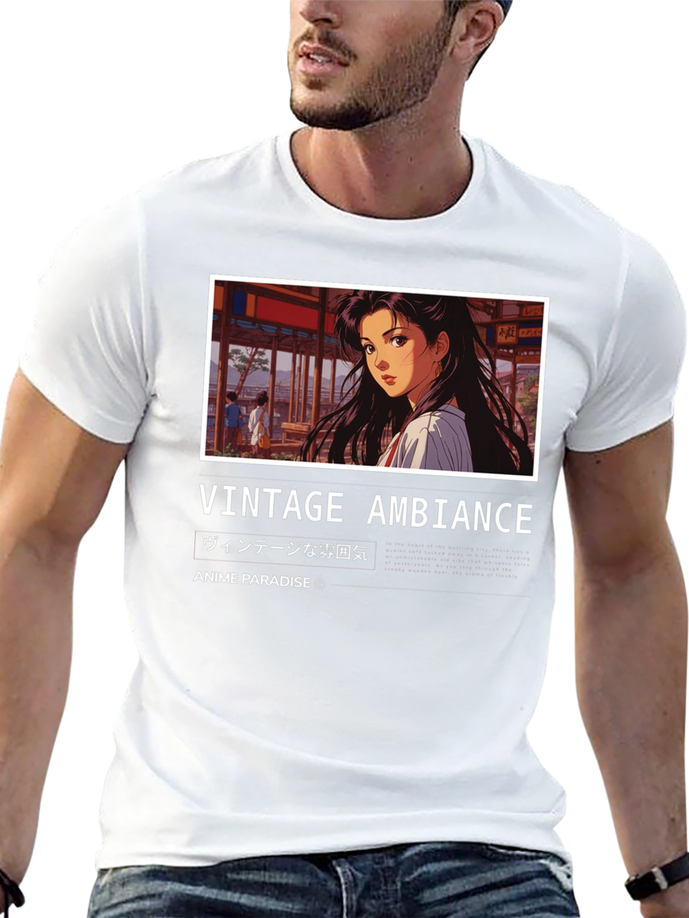 Black Vintage Anime Ambience T-Shirt view 13