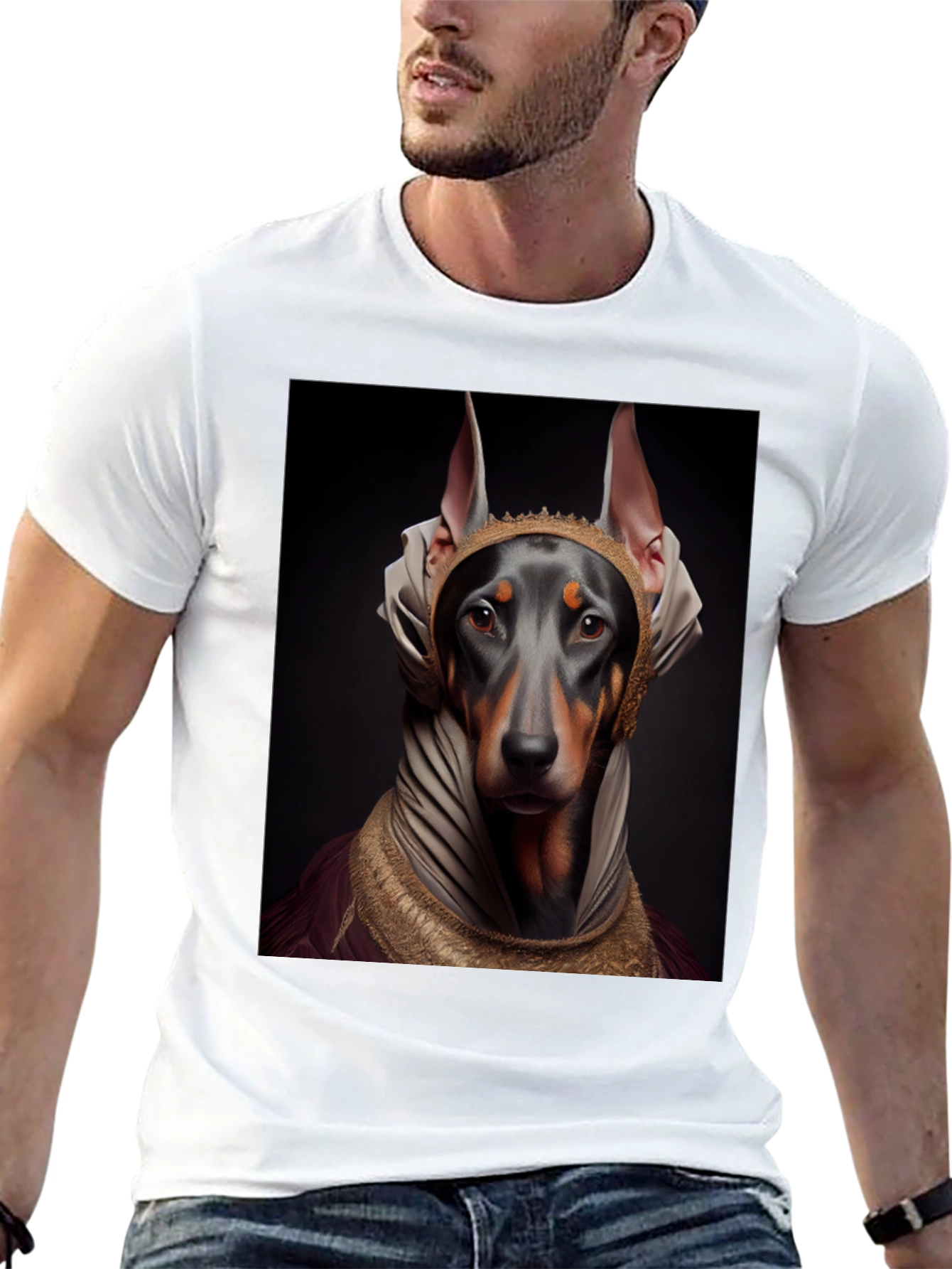 Black Doberman Dog Pharaoh Graphic Tee view 13