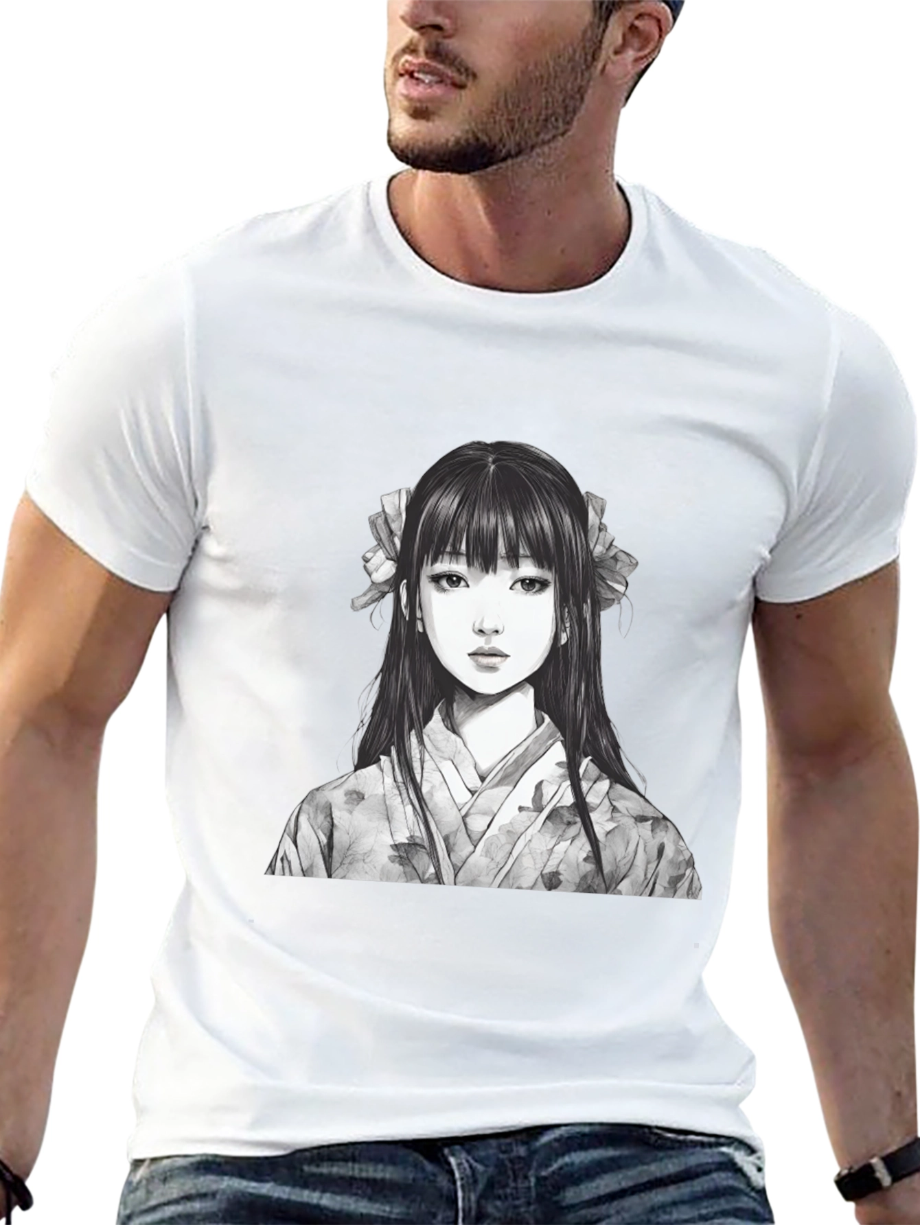 Black Anime Girl Graphic Black T-Shirt view 13