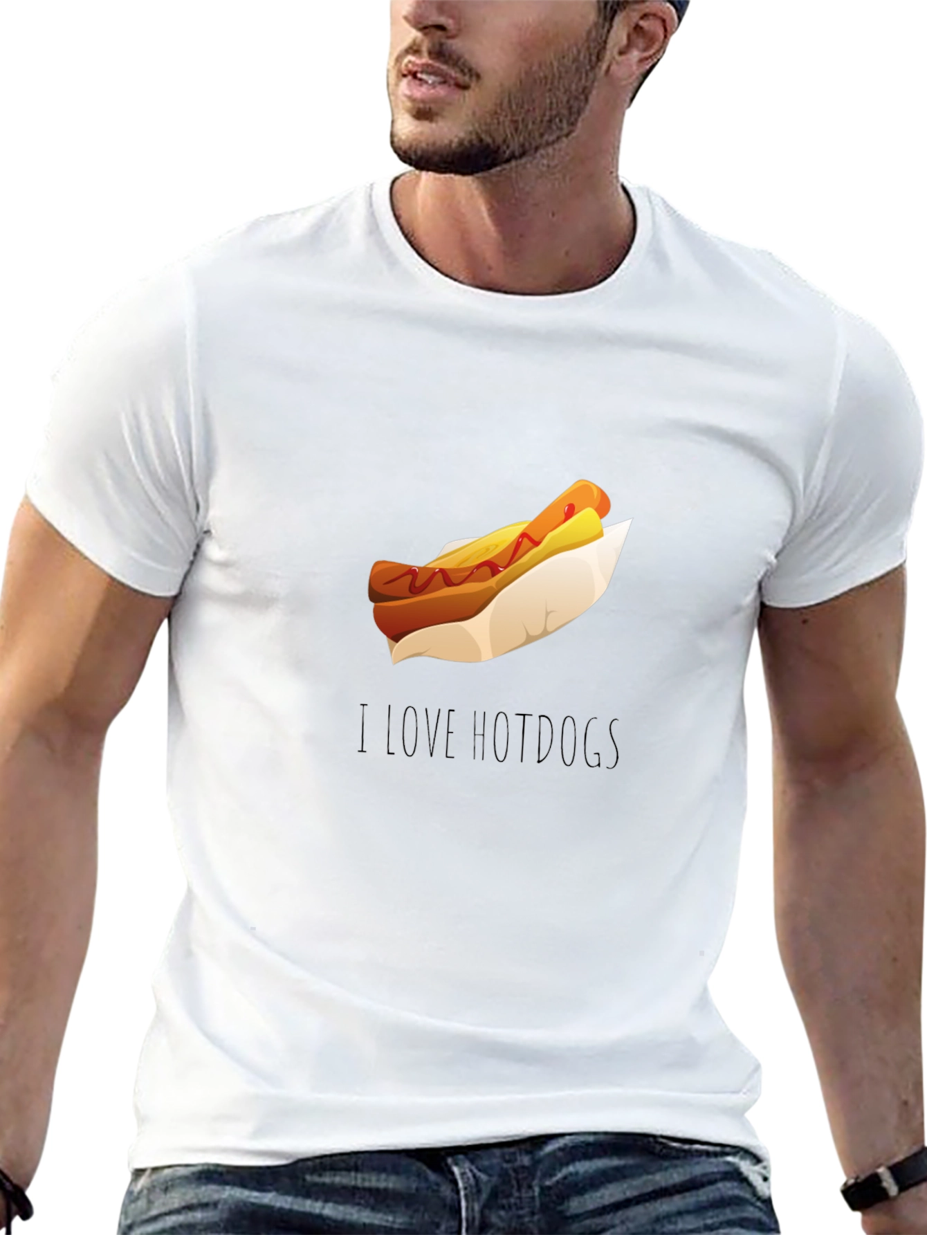 Black I Love Hot Dogs T-Shirt - Casual Black Tee view 13
