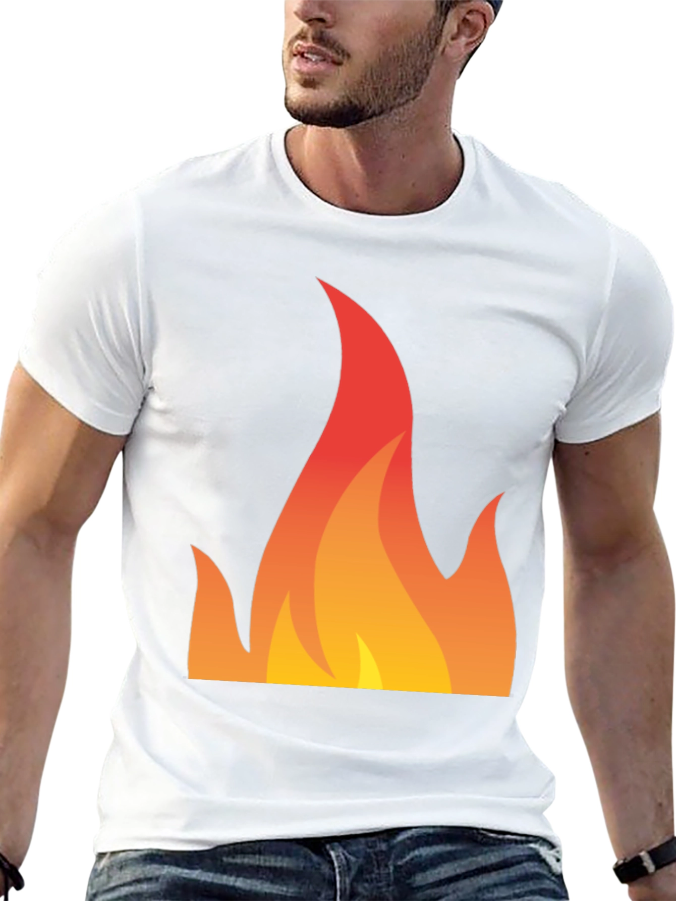 Black Fiery Graphic Tee - Bold Flame Design view 13