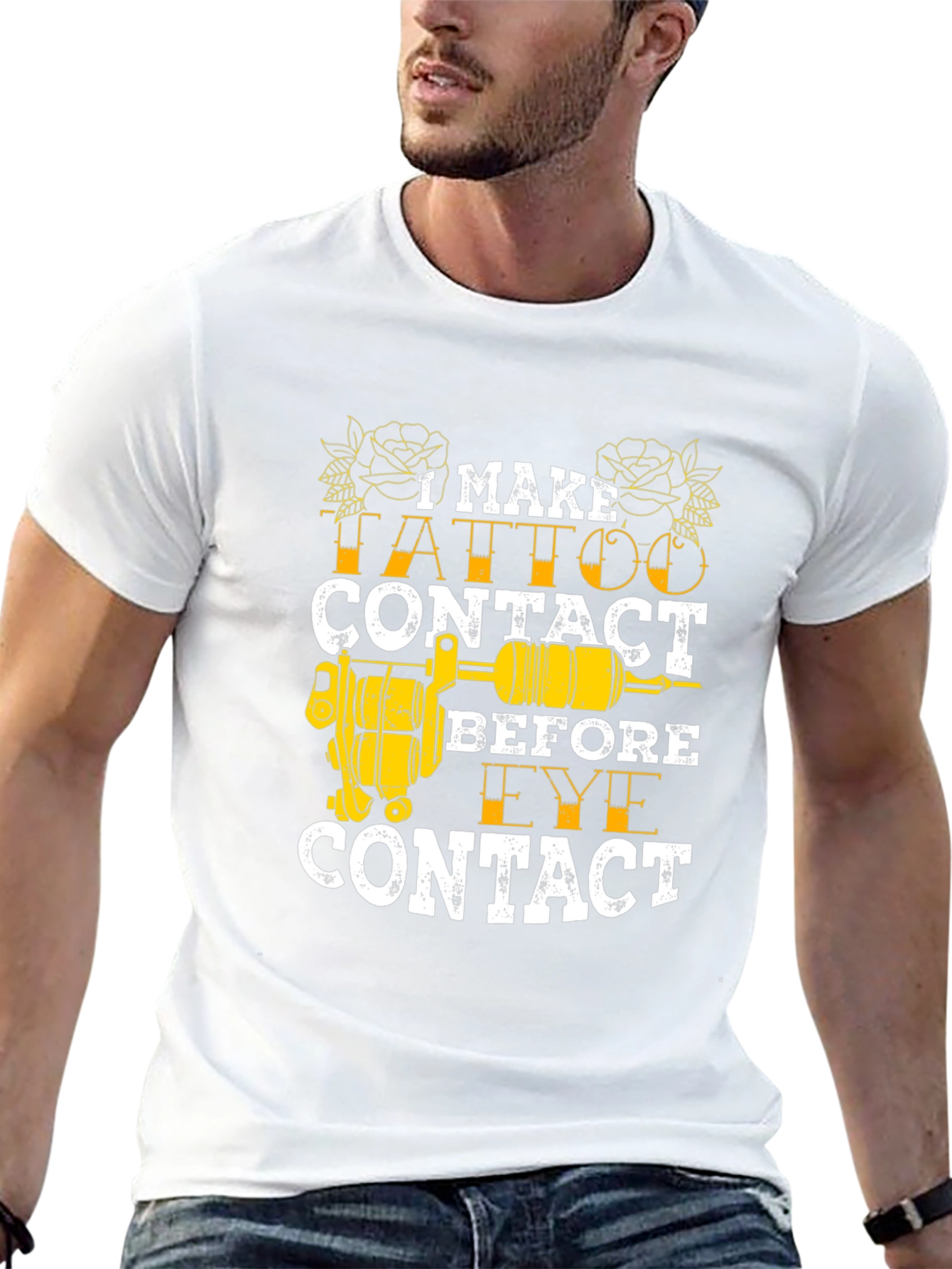 Black Tattoo Contact Black T-Shirt - Artist Humor view 13