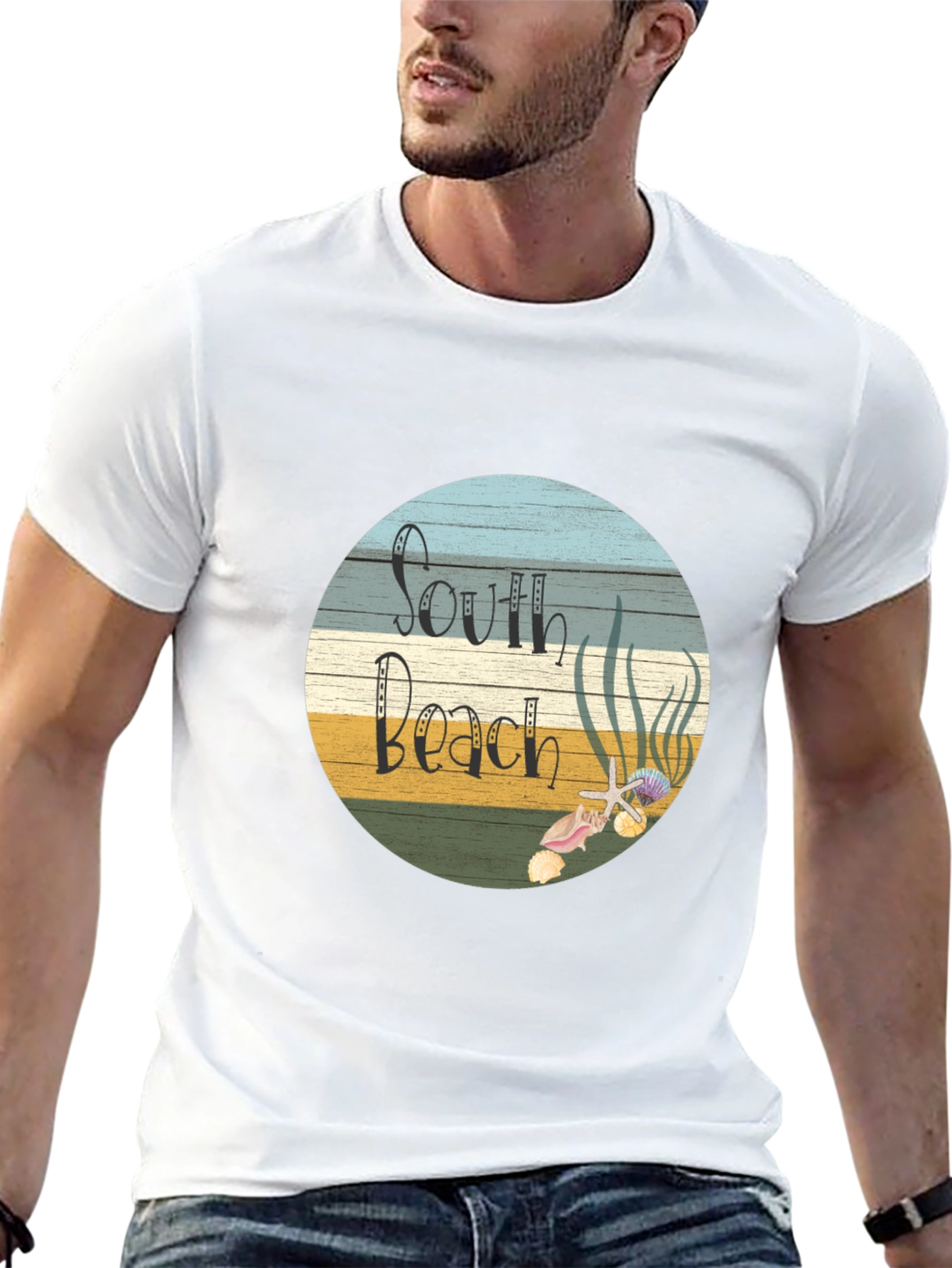 Black South Beach Graphic Tee - Unisex Black T-Shirt view 13
