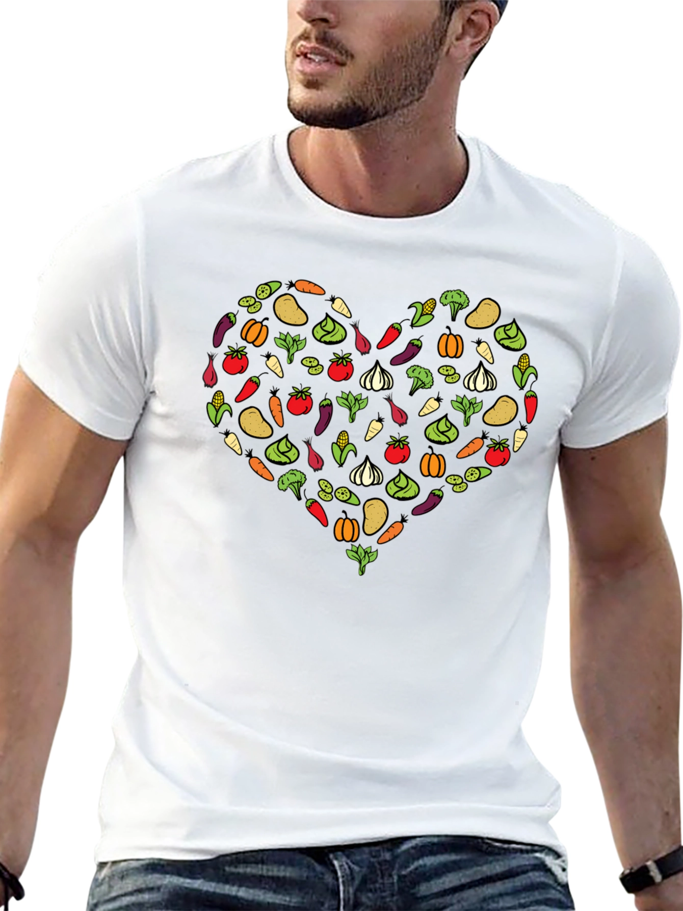Black Vegetable Heart Graphic T-Shirt view 13