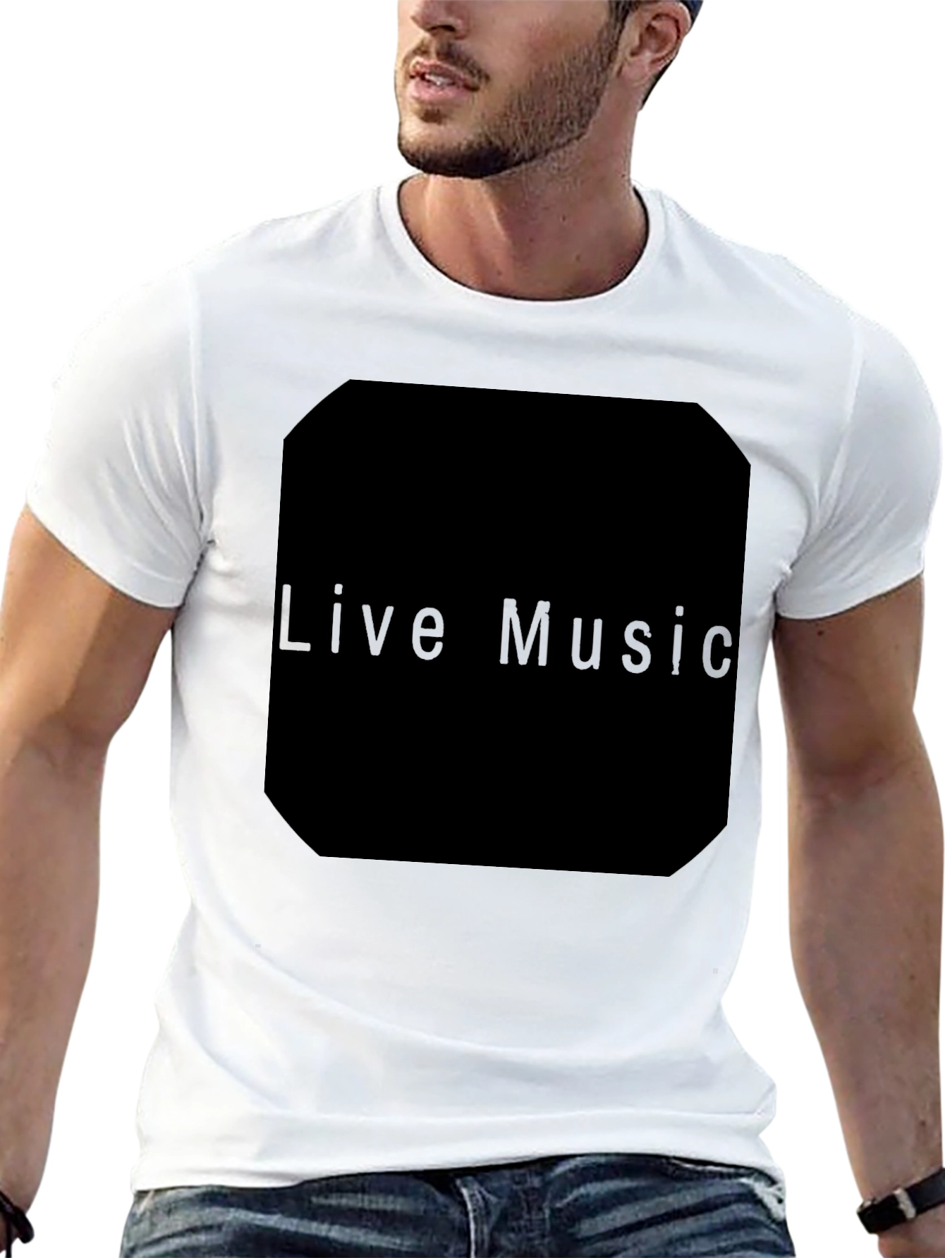 Black Men's Black Live Music Graphic Tee view 13