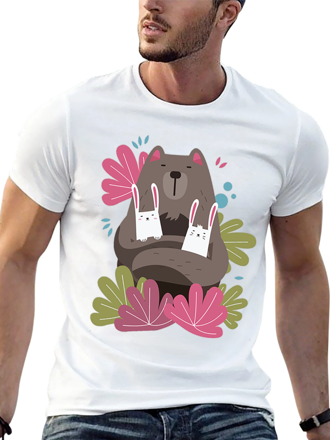 Black Bear and Bunny Graphic T-Shirt view 13