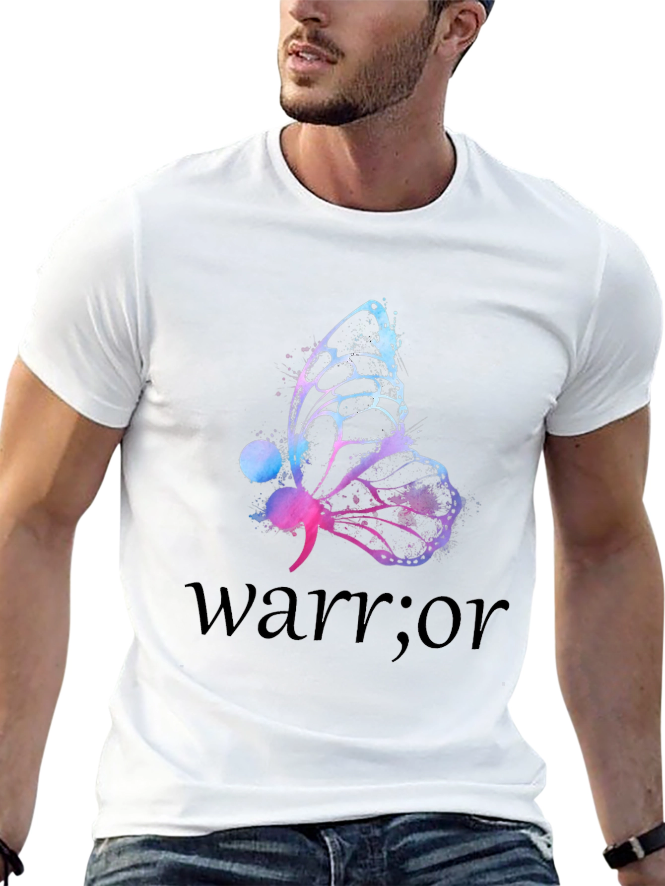 Black Butterfly Warrior Mental Health Awareness T-Shirt view 13