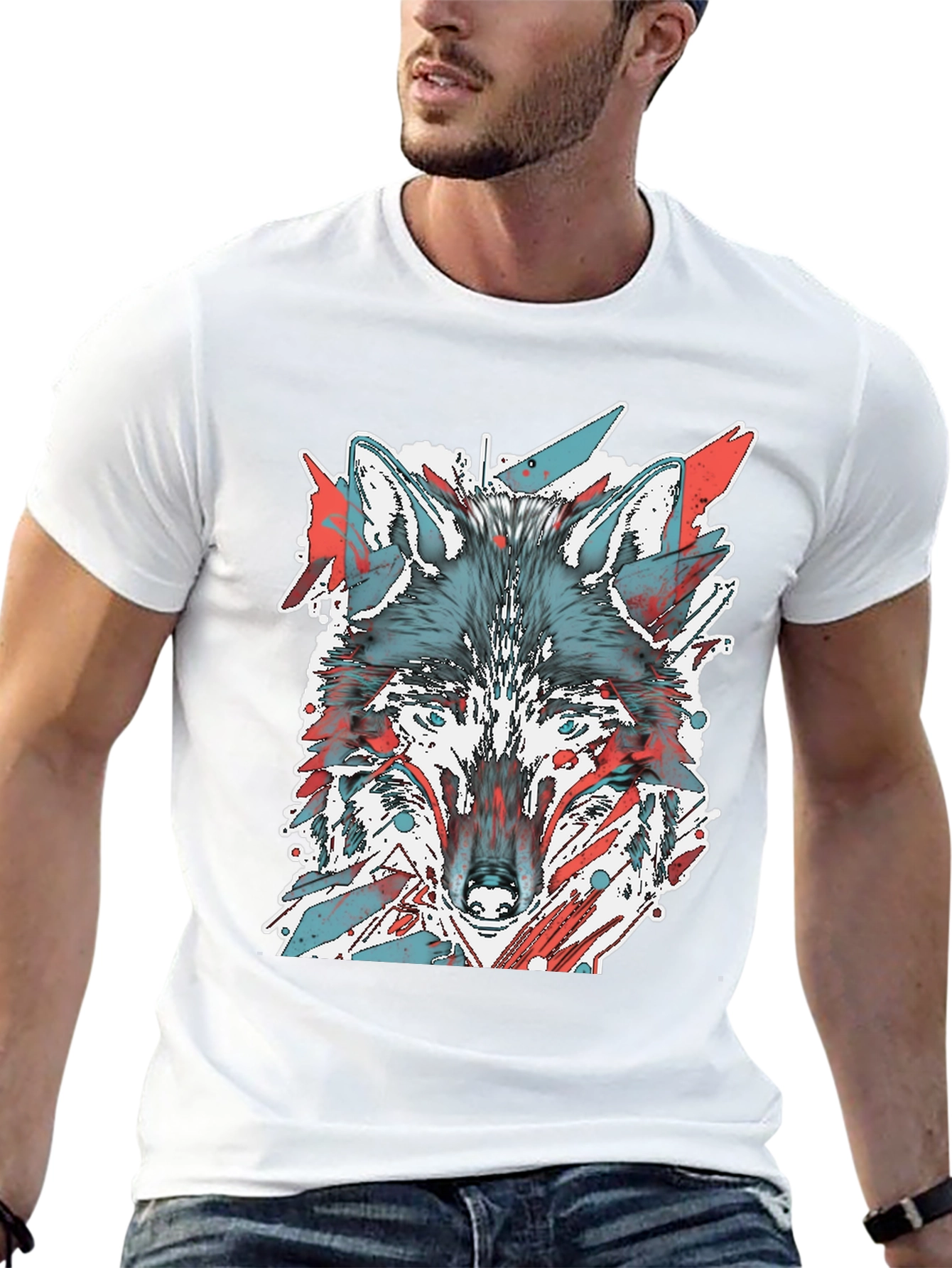 Black Wolf Graphic Tee - Cool Animal Print Shirt view 13