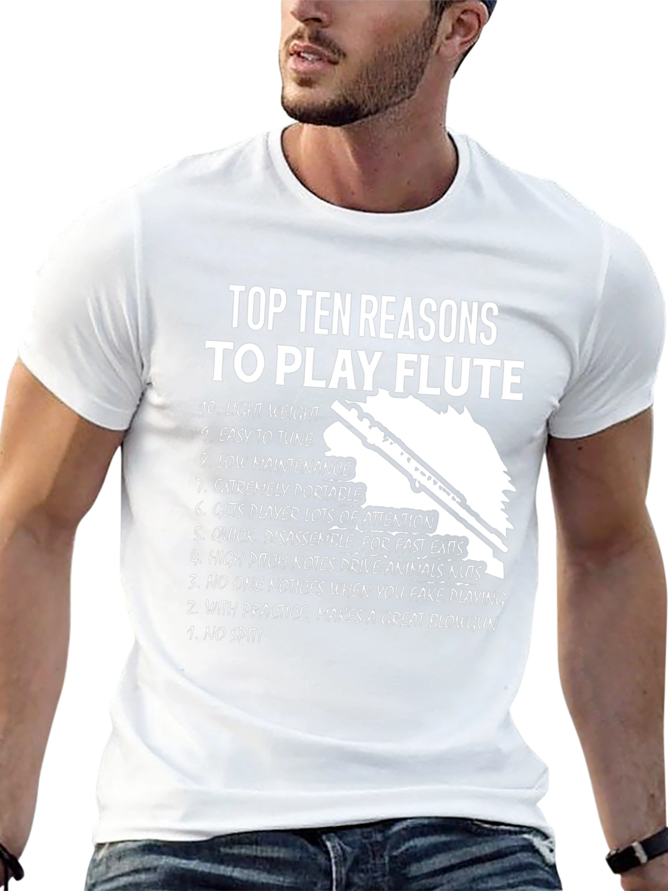 Black Top Ten Reasons to Play Flute T-Shirt view 13