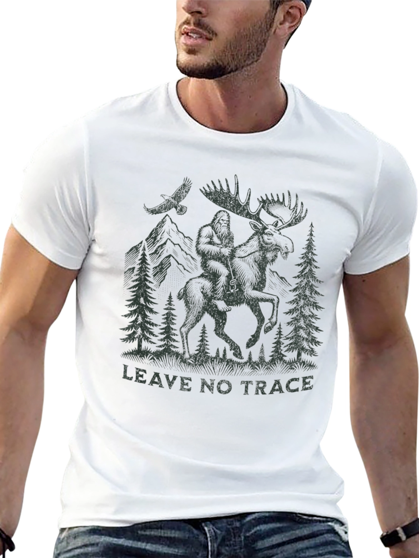 Black Leave No Trace Bigfoot Moose Graphic Tee view 13