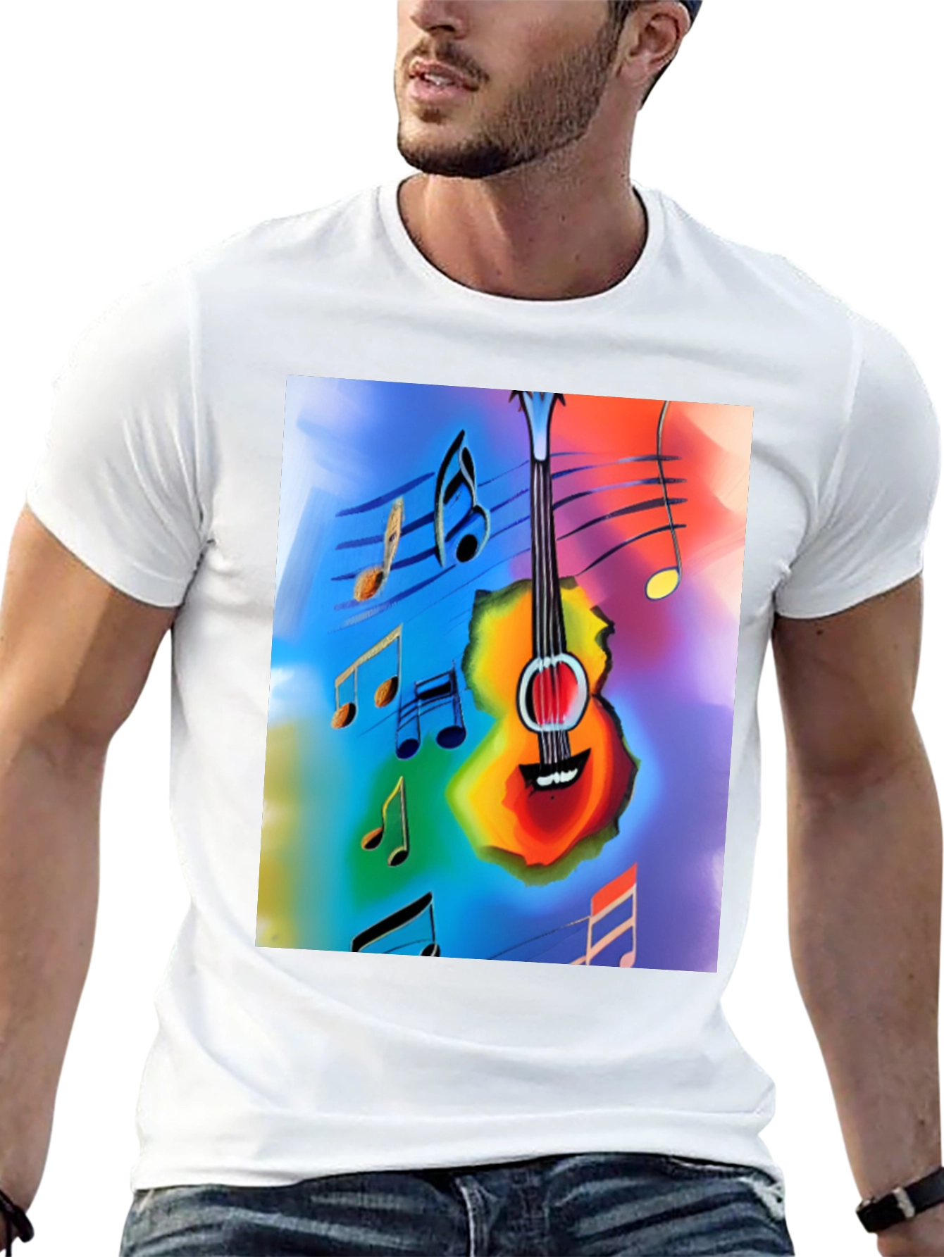 Black Musical Guitar Notes Graphic T-Shirt view 13